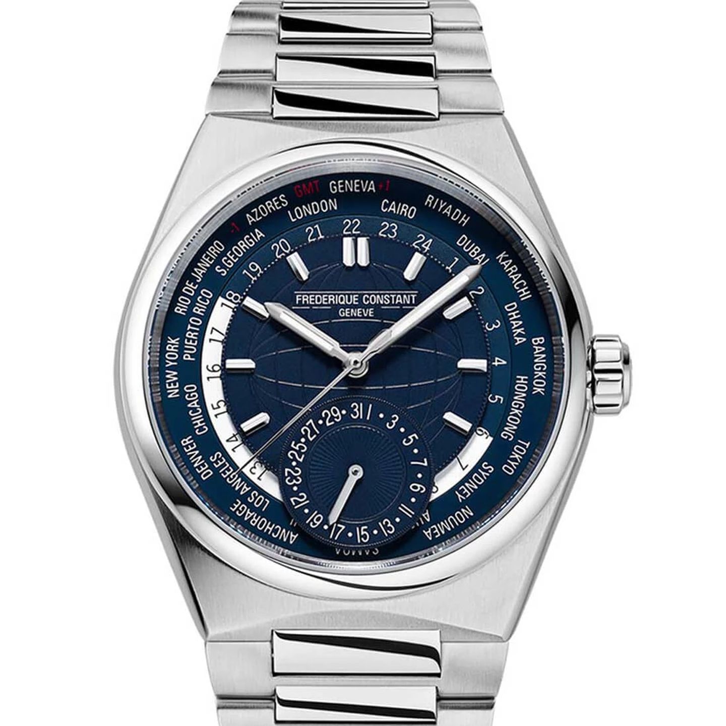 Frederique Constant Manufacture Worldtimer FC-718N4NH6B (2024) - Blauw wijzerplaat 41mm Staal (2/2)