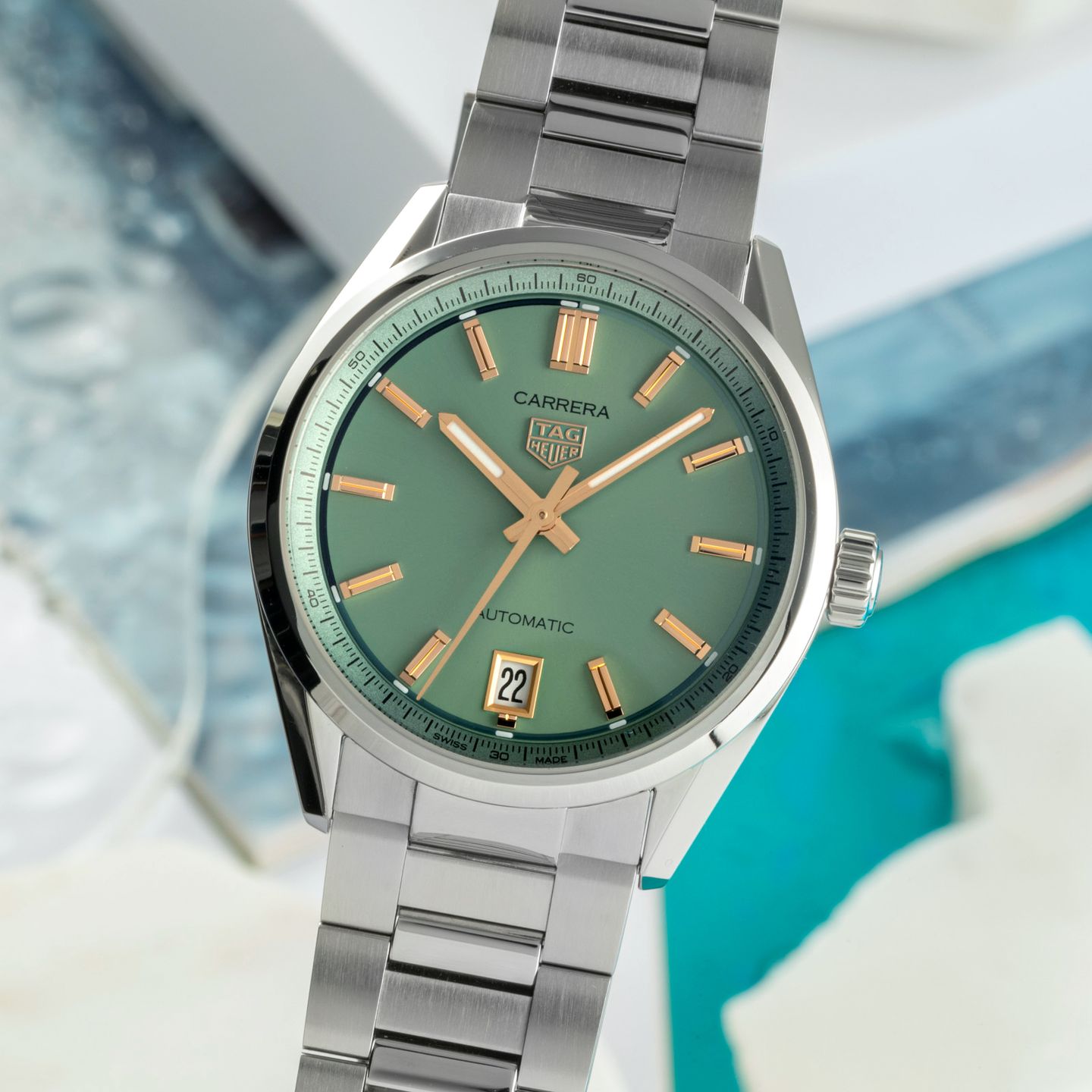 TAG Heuer Carrera WBN2312.BA0001 (Onbekend (willekeurig serienummer)) - Groen wijzerplaat 36mm Staal (3/8)