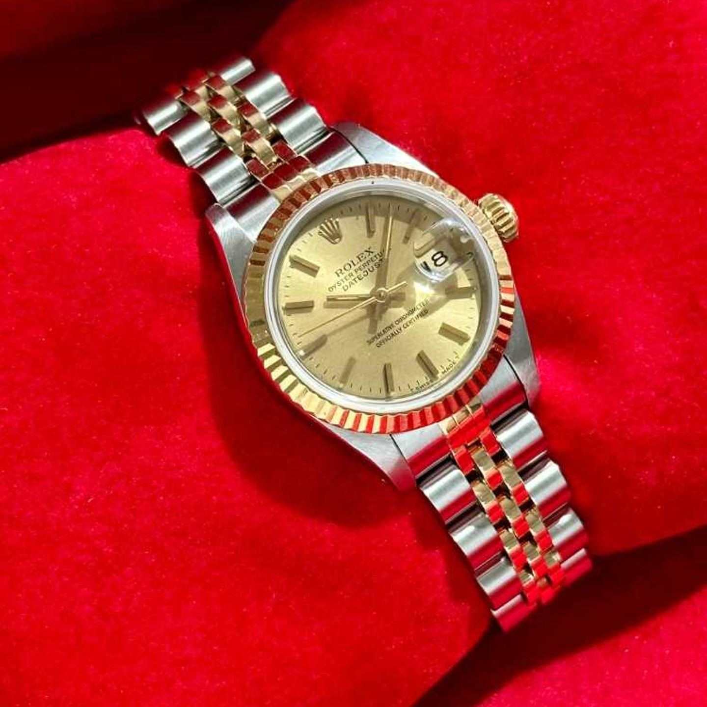 Rolex Lady-Datejust 69173 (1993) - Gold dial 26 mm Gold/Steel case (2/8)