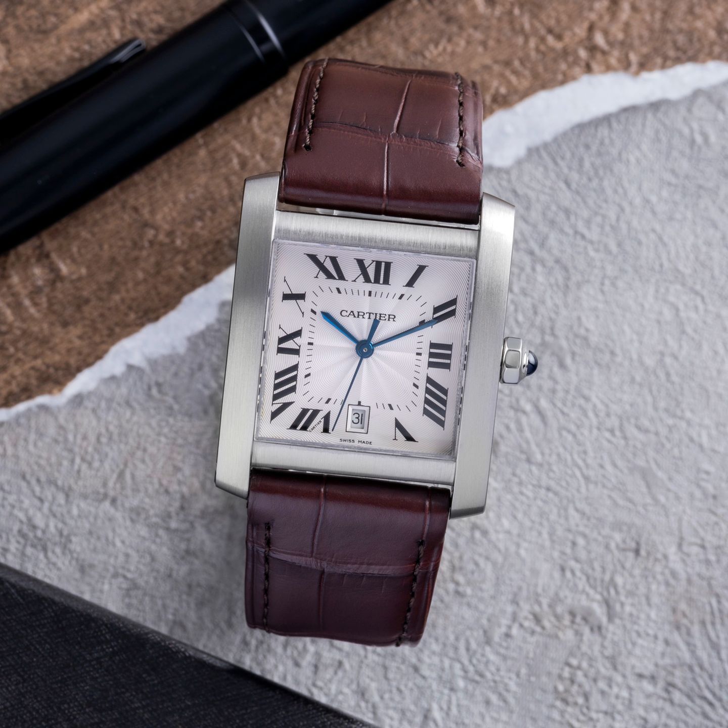 Cartier Tank Française W5101755 (Onbekend (willekeurig serienummer)) - Zilver wijzerplaat 30mm Staal (1/8)