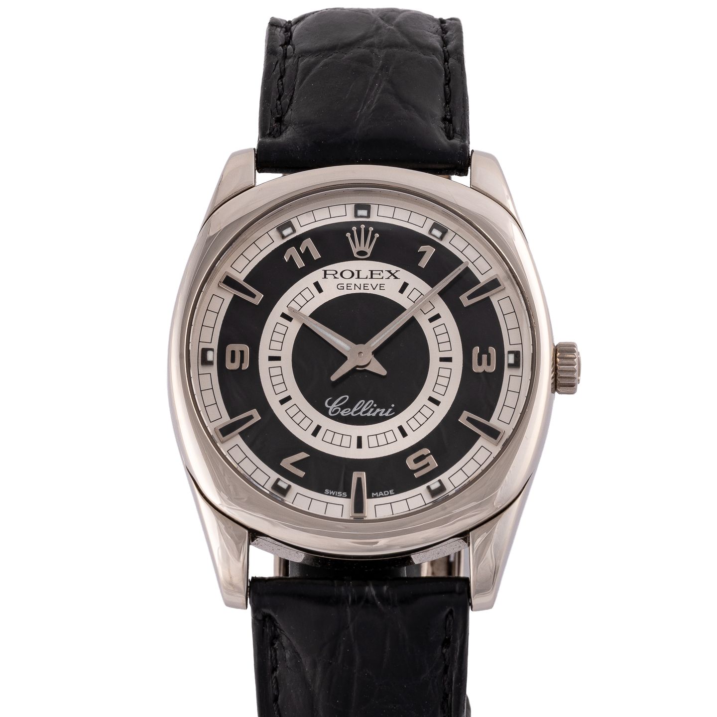 Rolex Cellini Danaos 4243 (2001) - Black dial 38 mm White Gold case (1/8)