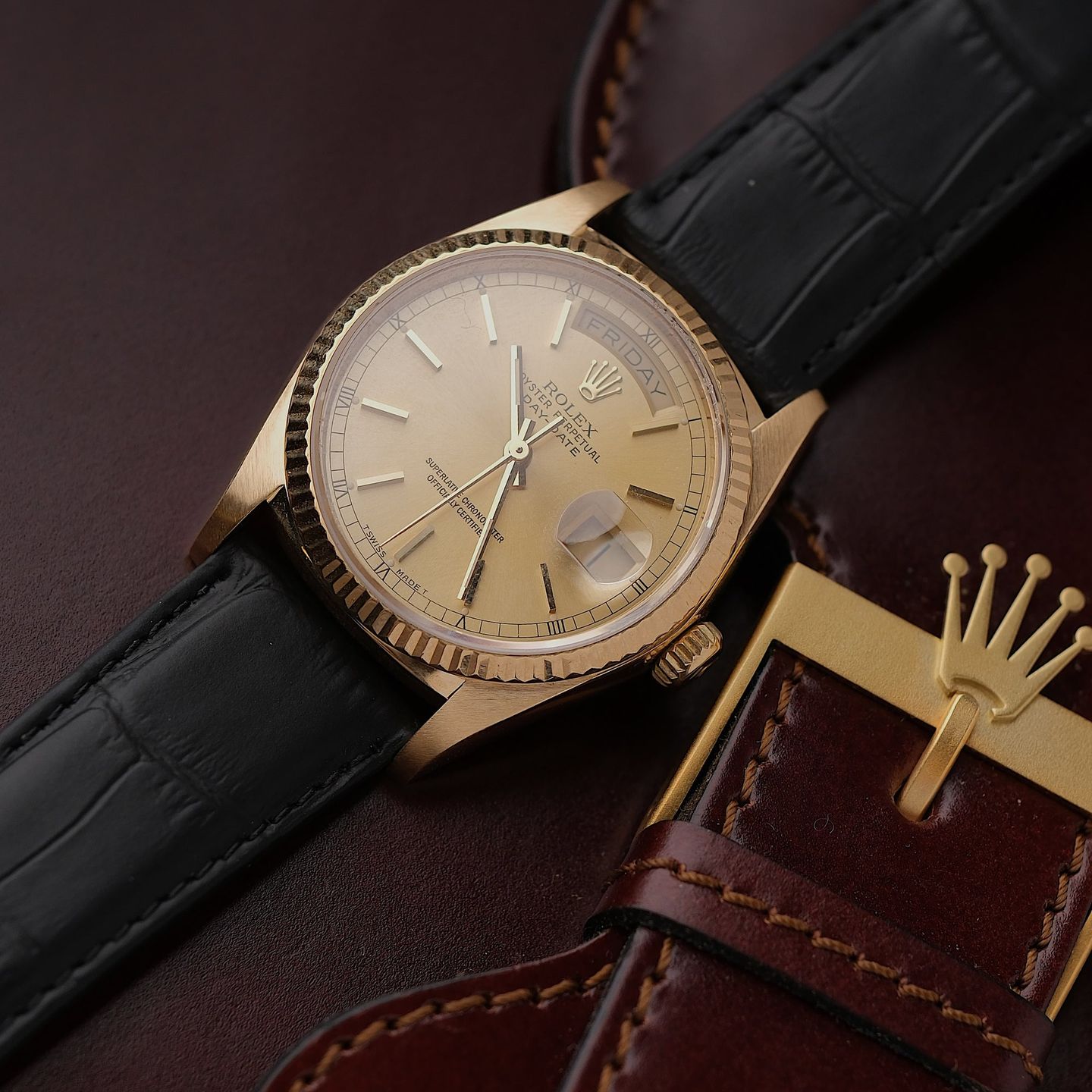 Rolex Day-Date 36 18038 (1986) - Champagne wijzerplaat 36mm Geelgoud (7/8)