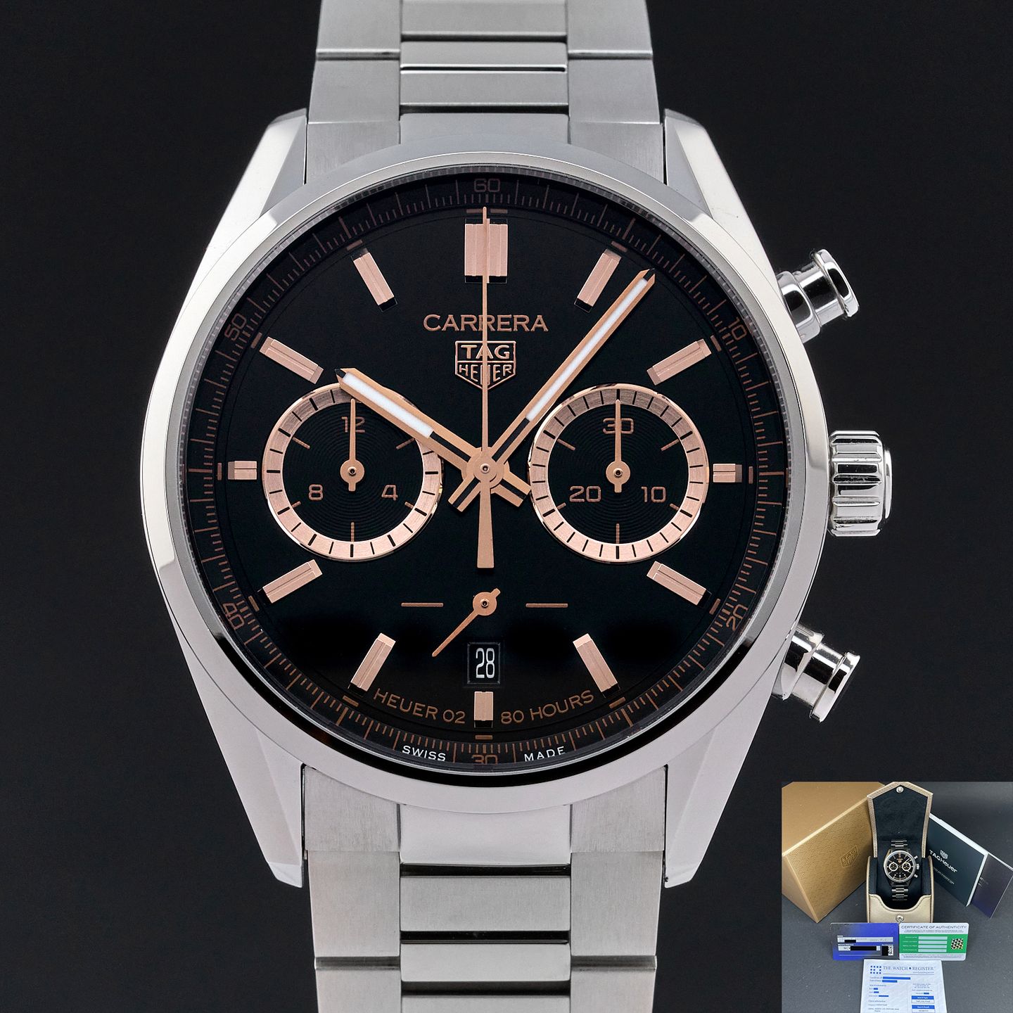 TAG Heuer Carrera CBN2019.BA0642 (2022) - Black dial 42 mm Steel case (1/8)
