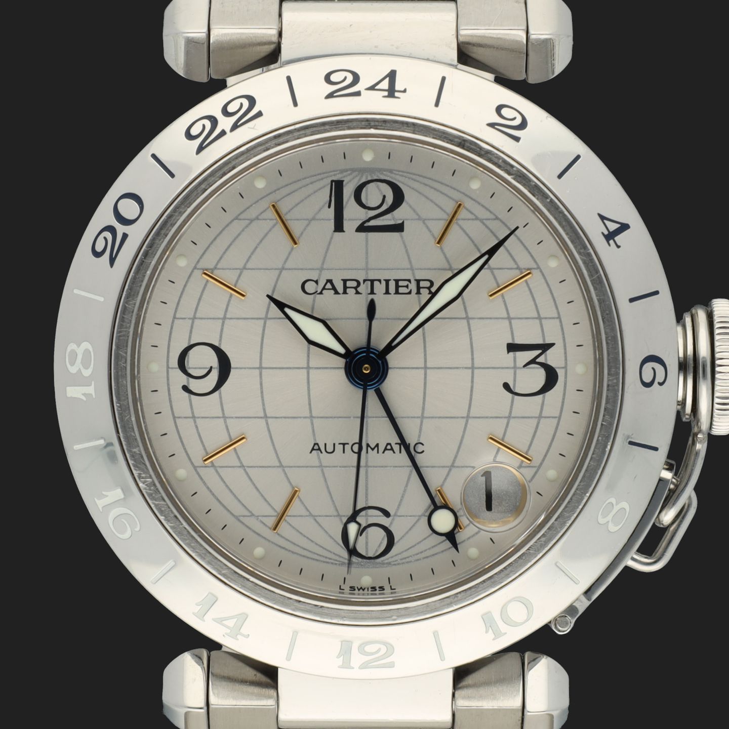 Cartier Pasha C 2377 (Onbekend (willekeurig serienummer)) - Zilver wijzerplaat 35mm Staal (2/8)