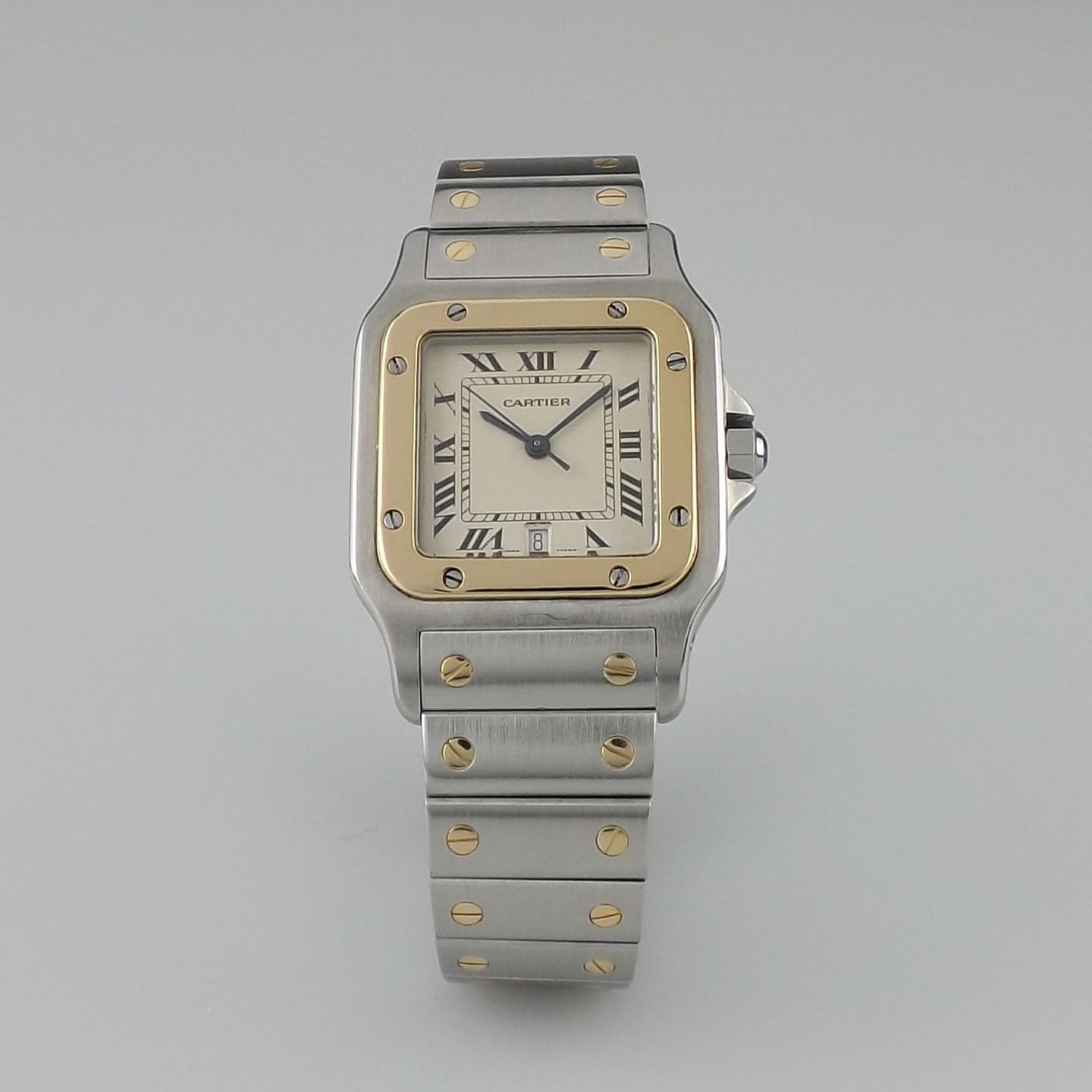 Cartier Santos Galbée 187901 (Unknown (random serial)) - Silver dial 29 mm Gold/Steel case (2/8)