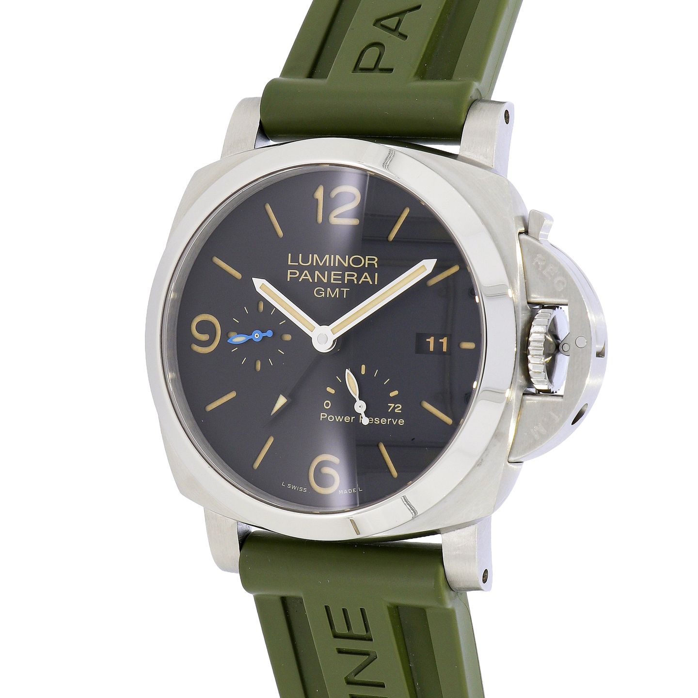 Panerai Luminor 1950 3 Days GMT Power Reserve Automatic PAM01321 (2020) - Black dial 44 mm Steel case (1/8)