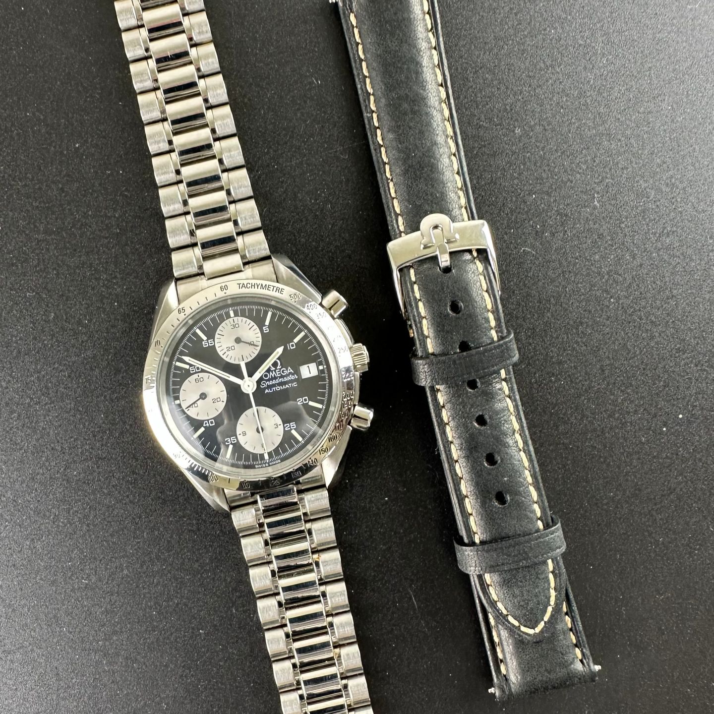 Omega Speedmaster Date 3511.50 (1995) - Zwart wijzerplaat 39mm Staal (3/8)