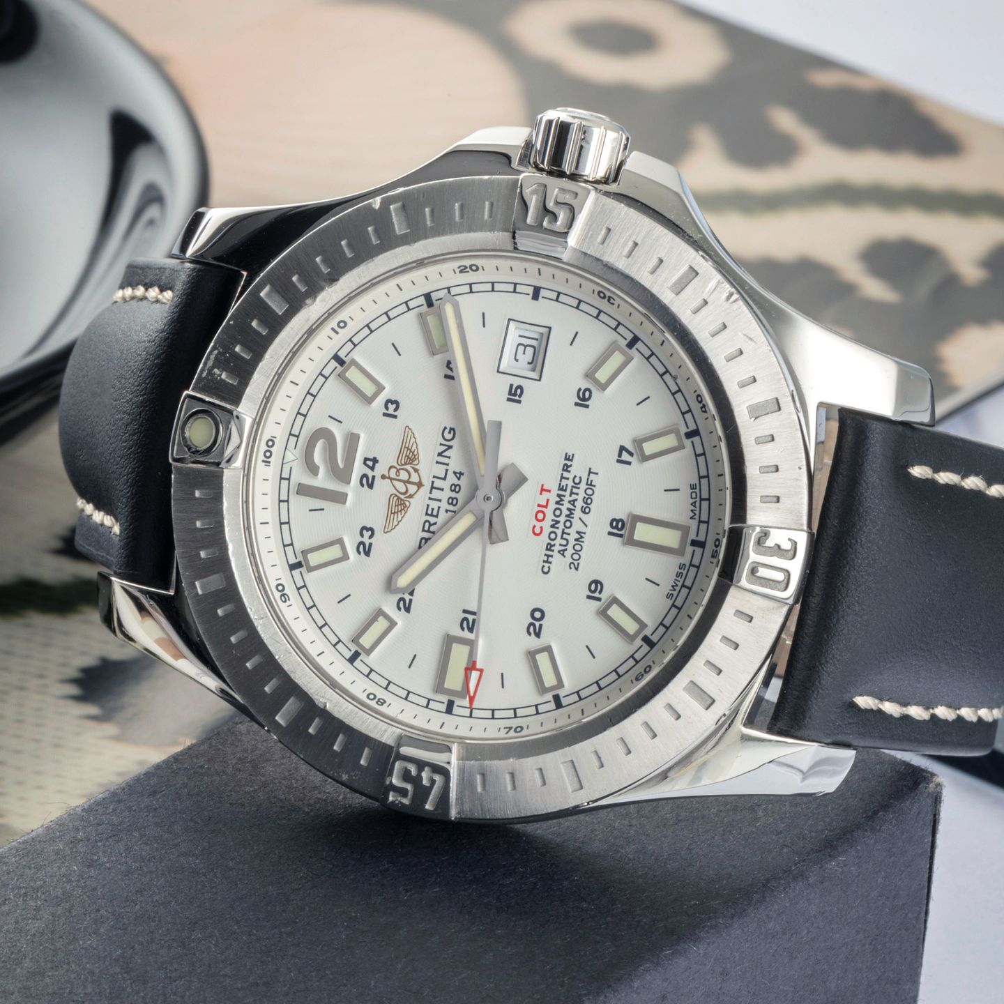 Breitling Colt Automatic A1738811/G791 (Unknown (random serial)) - White dial 44 mm Steel case (2/8)