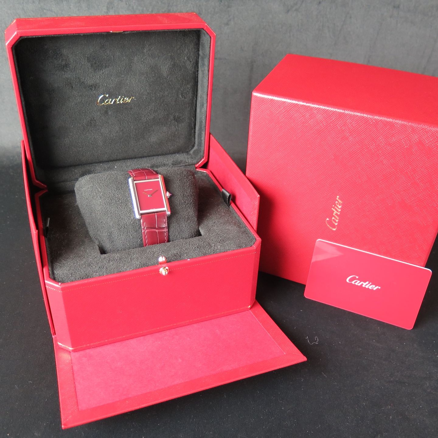 Cartier Tank WSTA0054 (Onbekend (willekeurig serienummer)) - Rood wijzerplaat 26mm Staal (8/8)