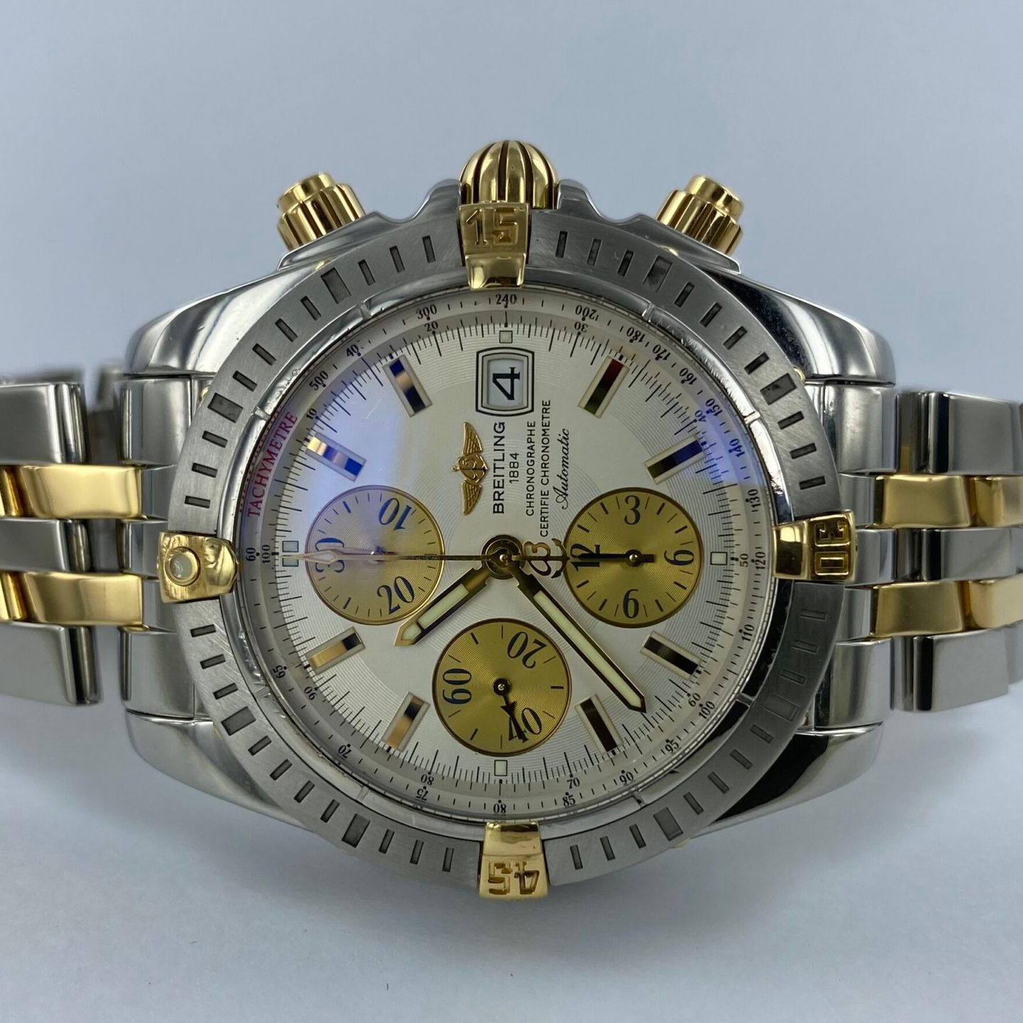 Breitling Chronomat Evolution B1335611/A571 (Unknown (random serial)) - White dial 44 mm Gold/Steel case (1/7)