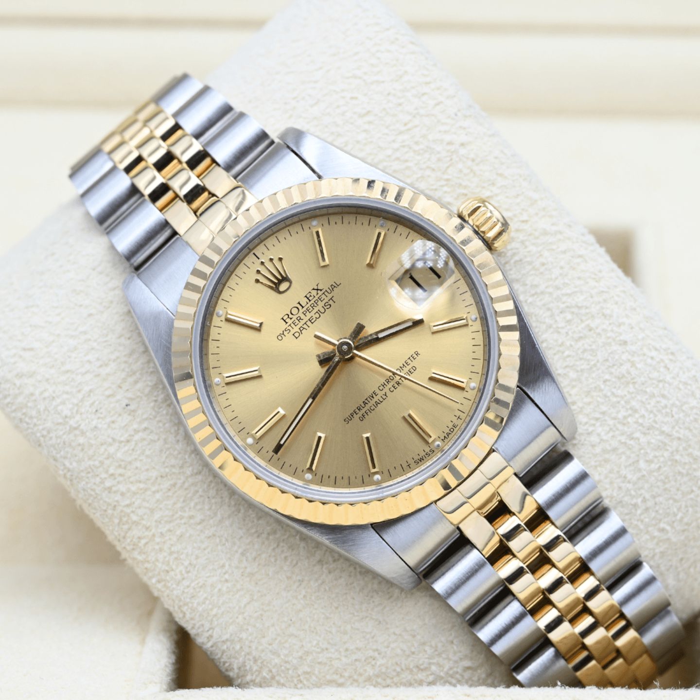 Rolex Datejust 31 68273 (1996) - Champagne wijzerplaat 31mm Goud/Staal (1/7)
