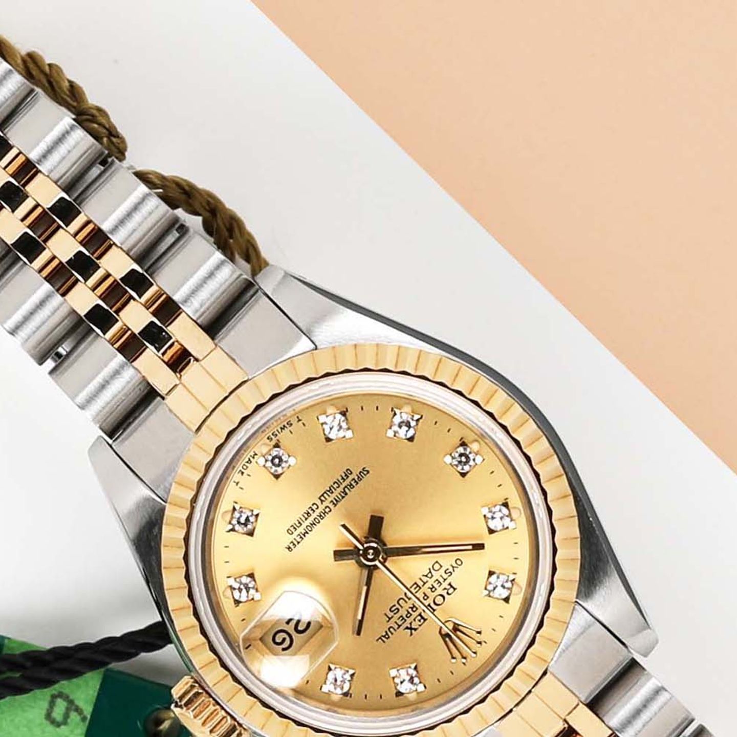 Rolex Lady-Datejust 69173 (1989) - Champagne dial 26 mm Gold/Steel case (4/8)