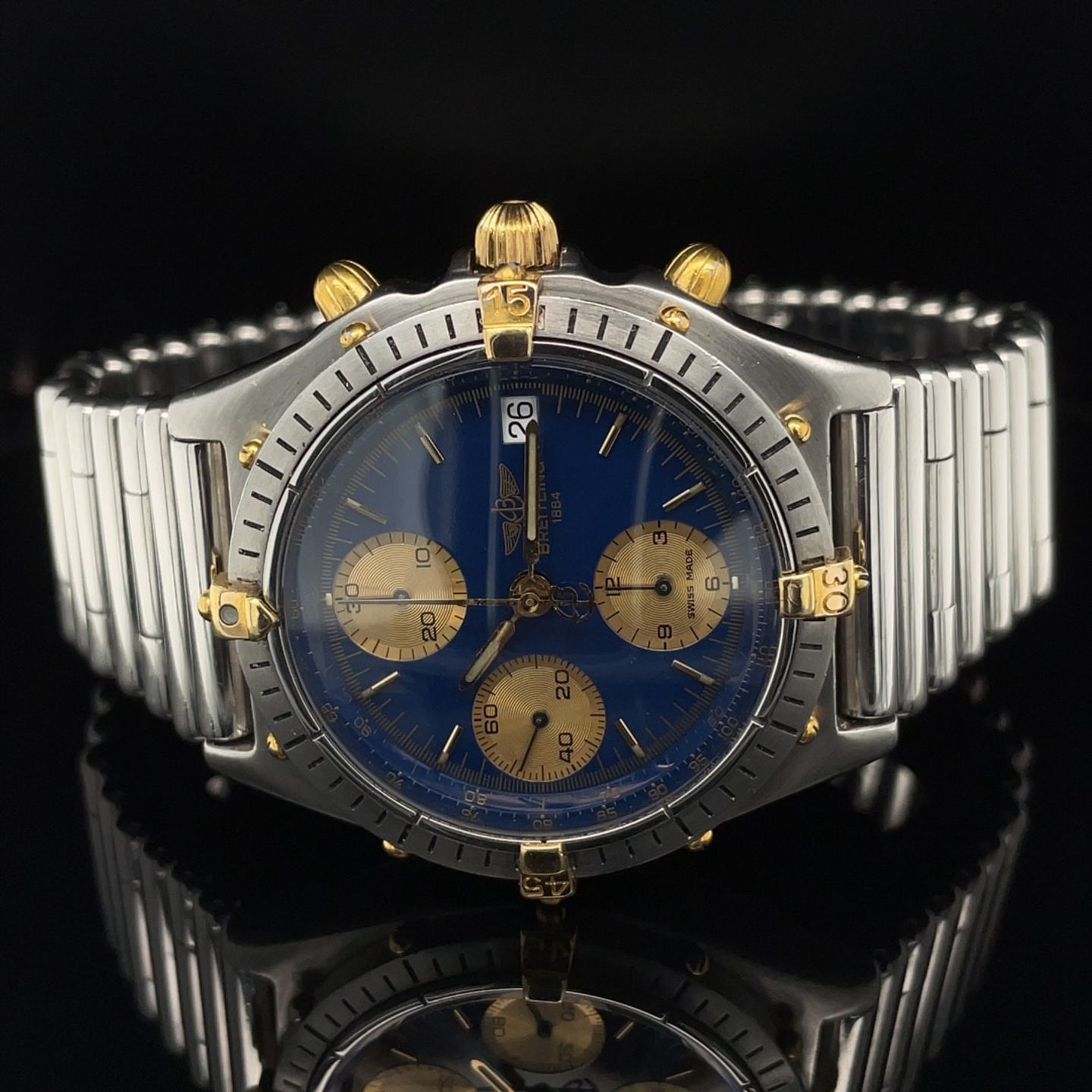 Breitling Chronomat Breitling Chronomat (Unknown (random serial)) - Blue dial 39 mm Gold/Steel case (8/8)
