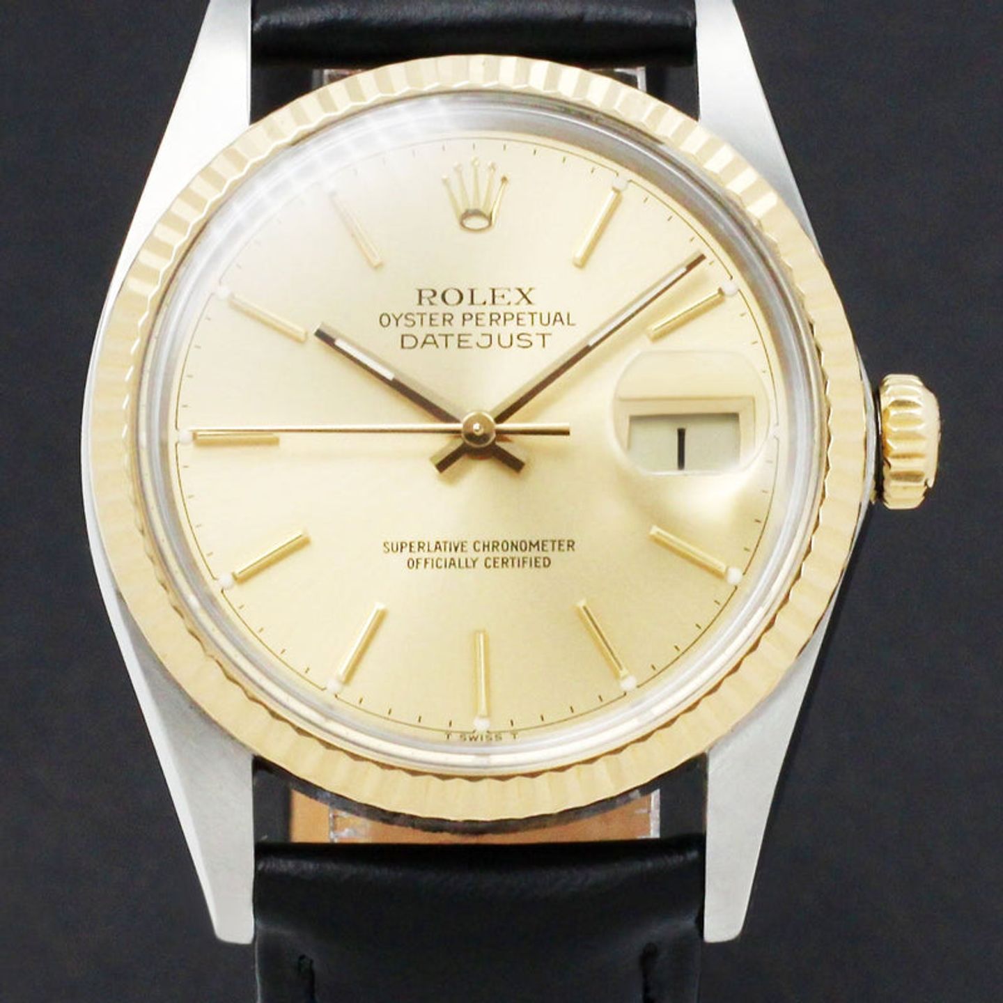 Rolex Datejust 36 16013 (1987) - Gold dial 36 mm Gold/Steel case (1/7)