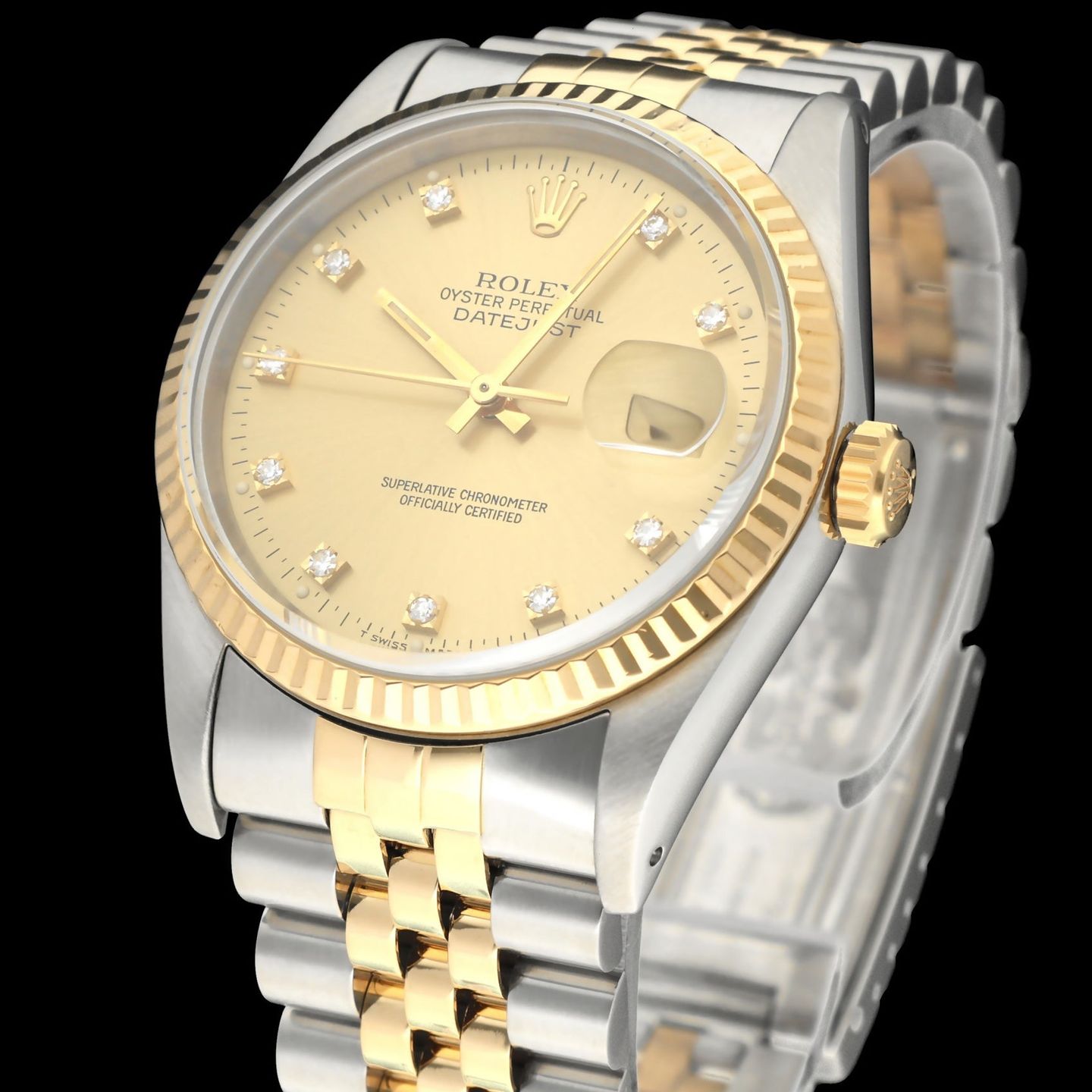 Rolex Datejust 36 16233G (1990) - Champagne dial 36 mm Gold/Steel case (6/8)