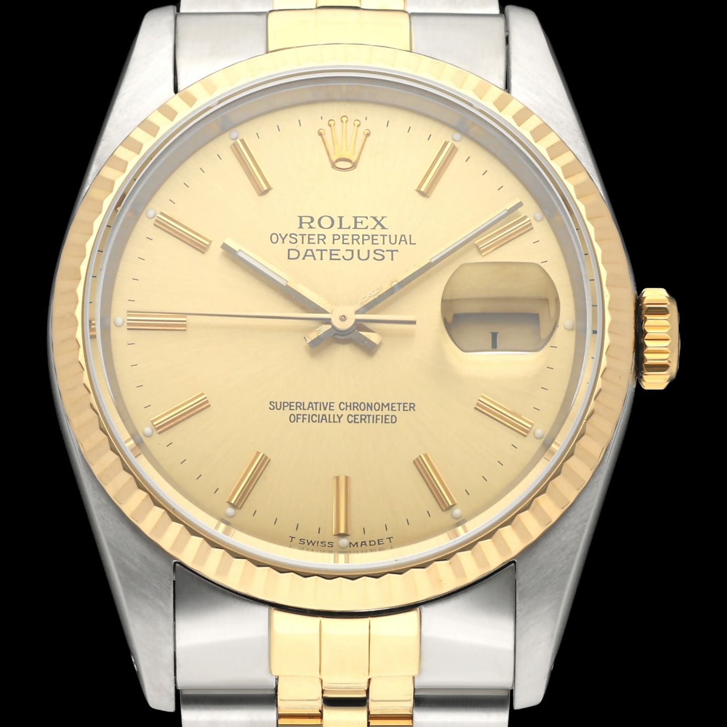 Rolex Datejust 36 16233 (1990) - Champagne dial 36 mm Gold/Steel case (1/8)