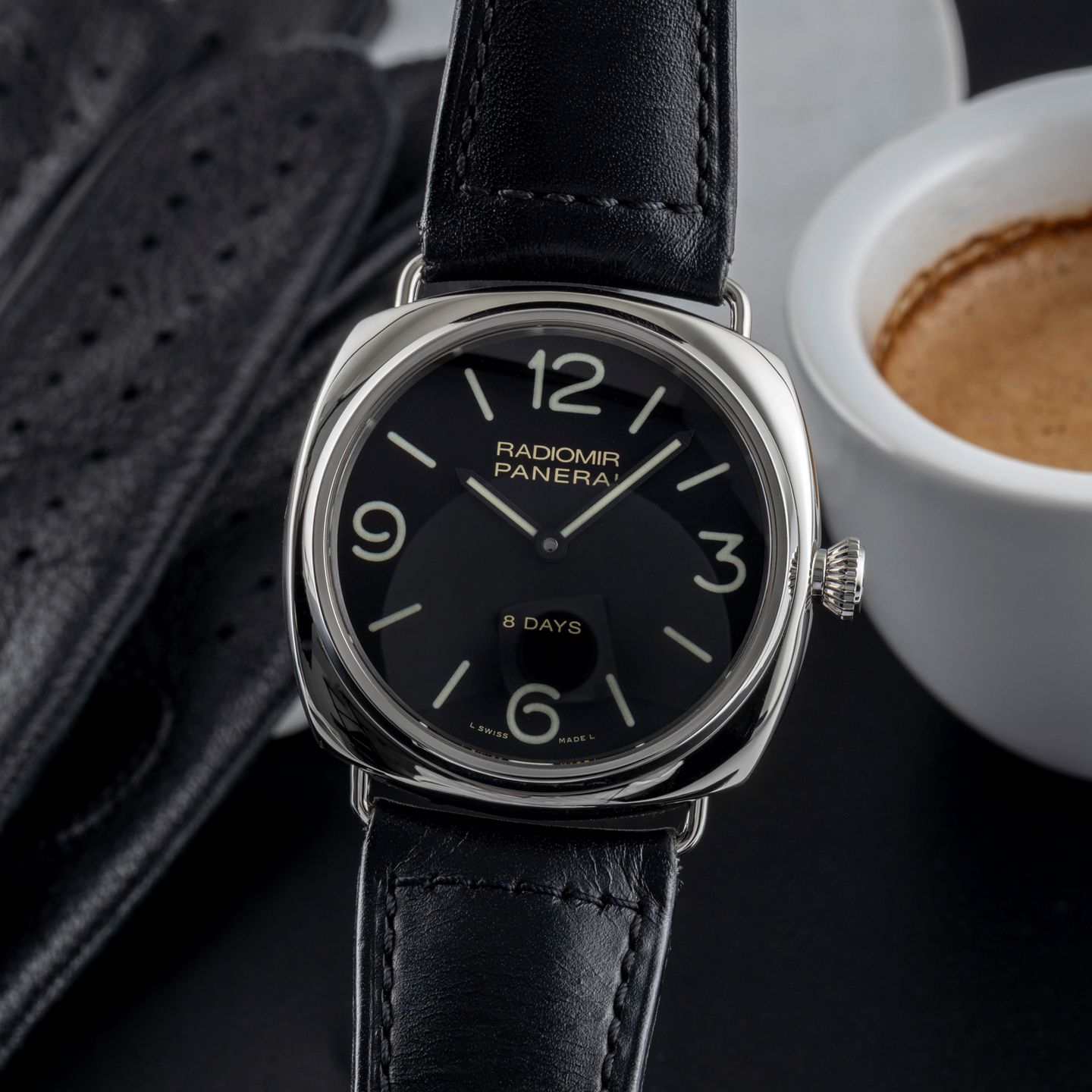 Panerai Radiomir 8 Days PAM00610 (Onbekend (willekeurig serienummer)) - Zwart wijzerplaat 45mm Staal (3/8)