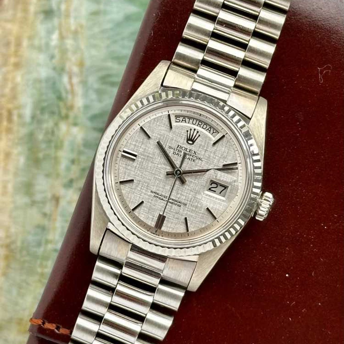 Rolex Day-Date 1803/9 (1971) - Silver dial 36 mm White Gold case (1/8)