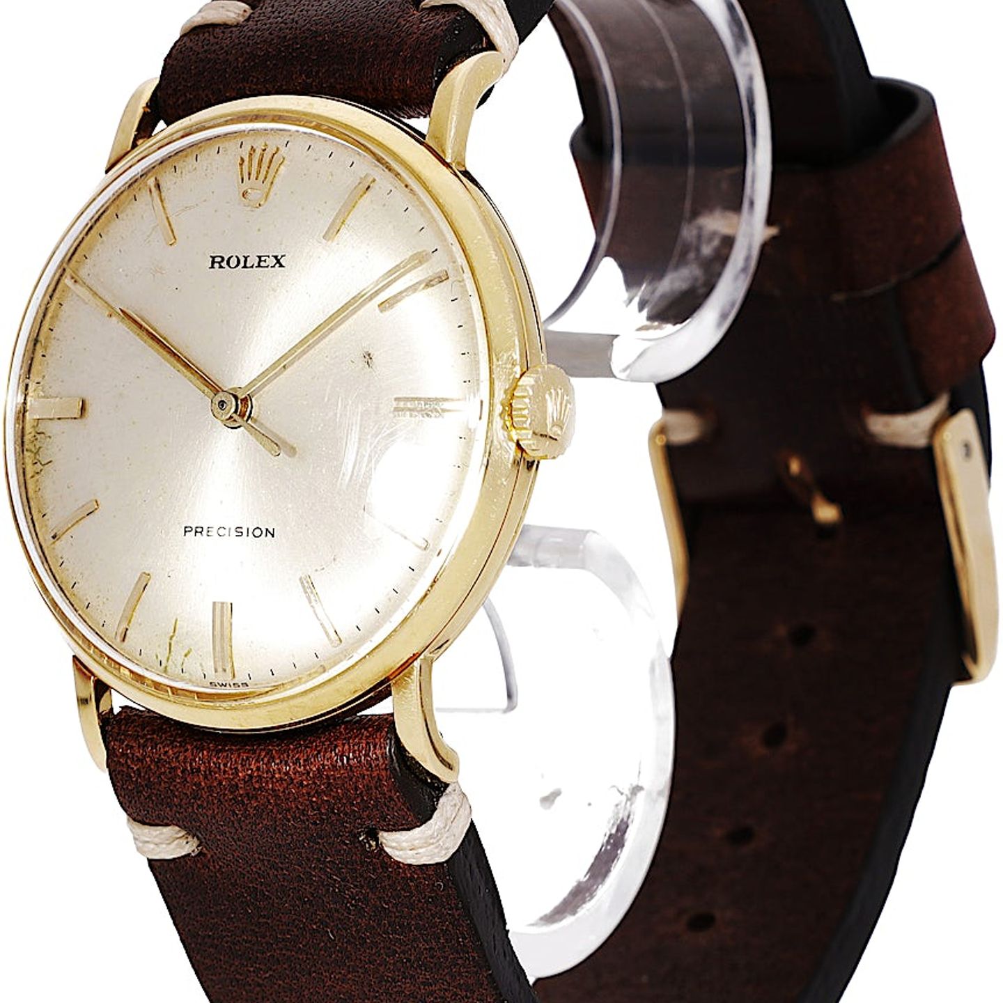 Rolex Precision 9659 (Onbekend (willekeurig serienummer)) - Zilver wijzerplaat 34mm Geelgoud (3/5)