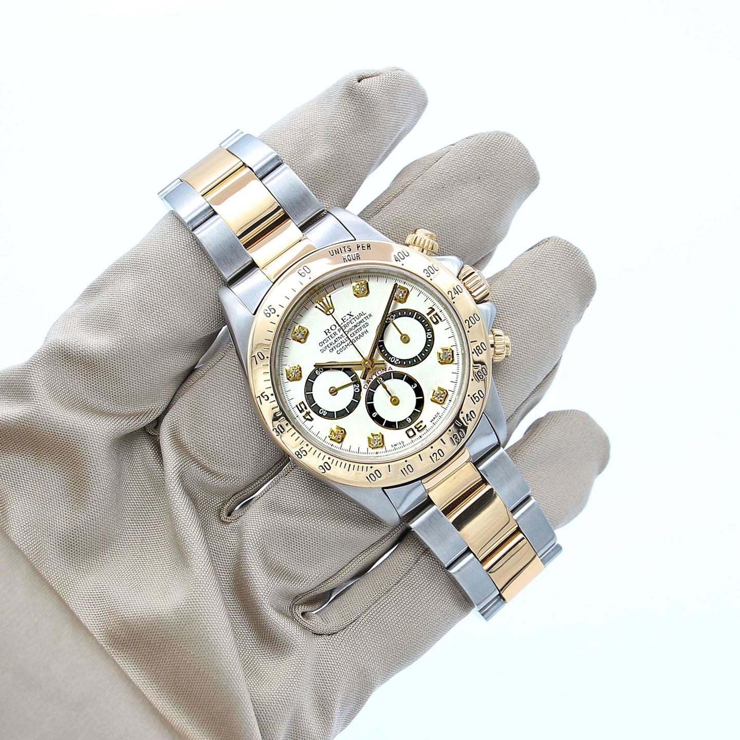 Rolex Daytona 16523 (Unknown (random serial)) - White dial 40 mm Gold/Steel case (4/6)