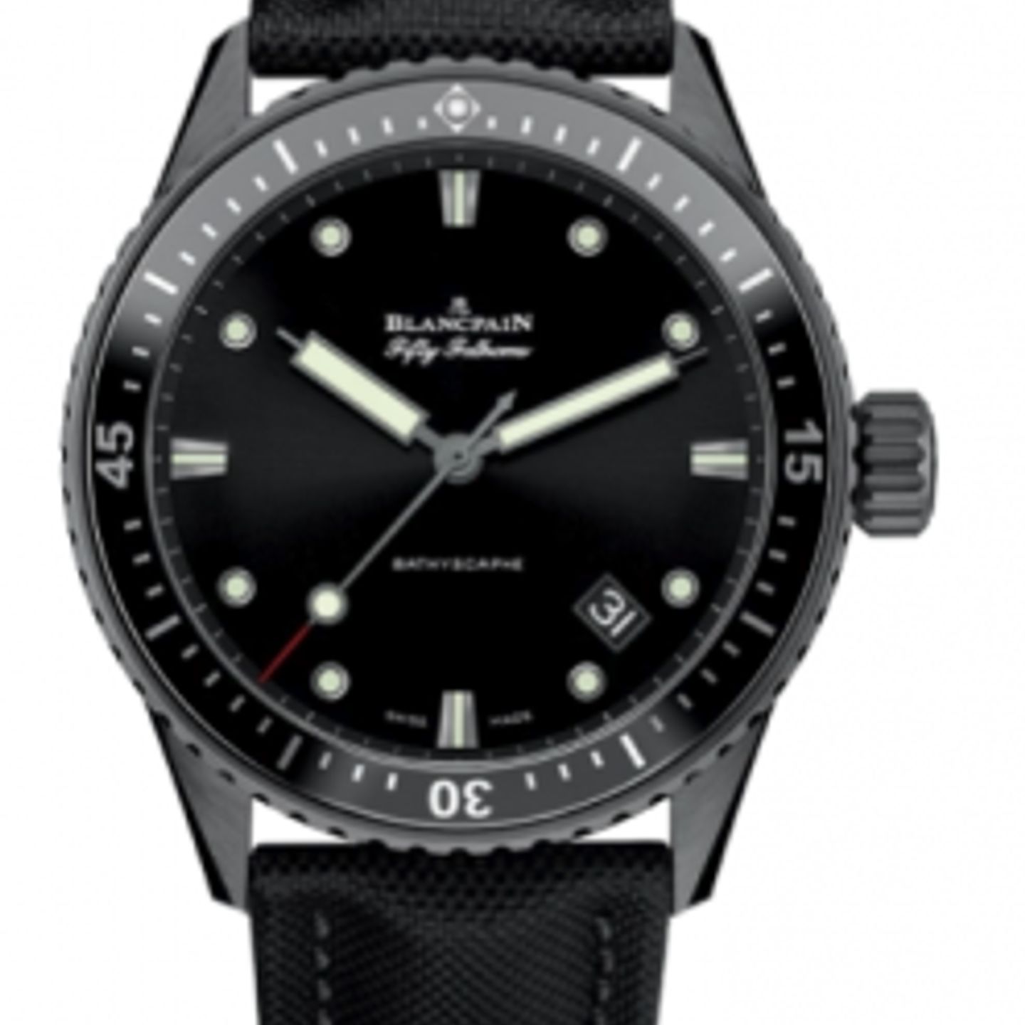 Blancpain Fifty Fathoms Bathyscaphe 5000-0130-B52A (2018) - Zwart wijzerplaat 43mm Keramiek (1/1)