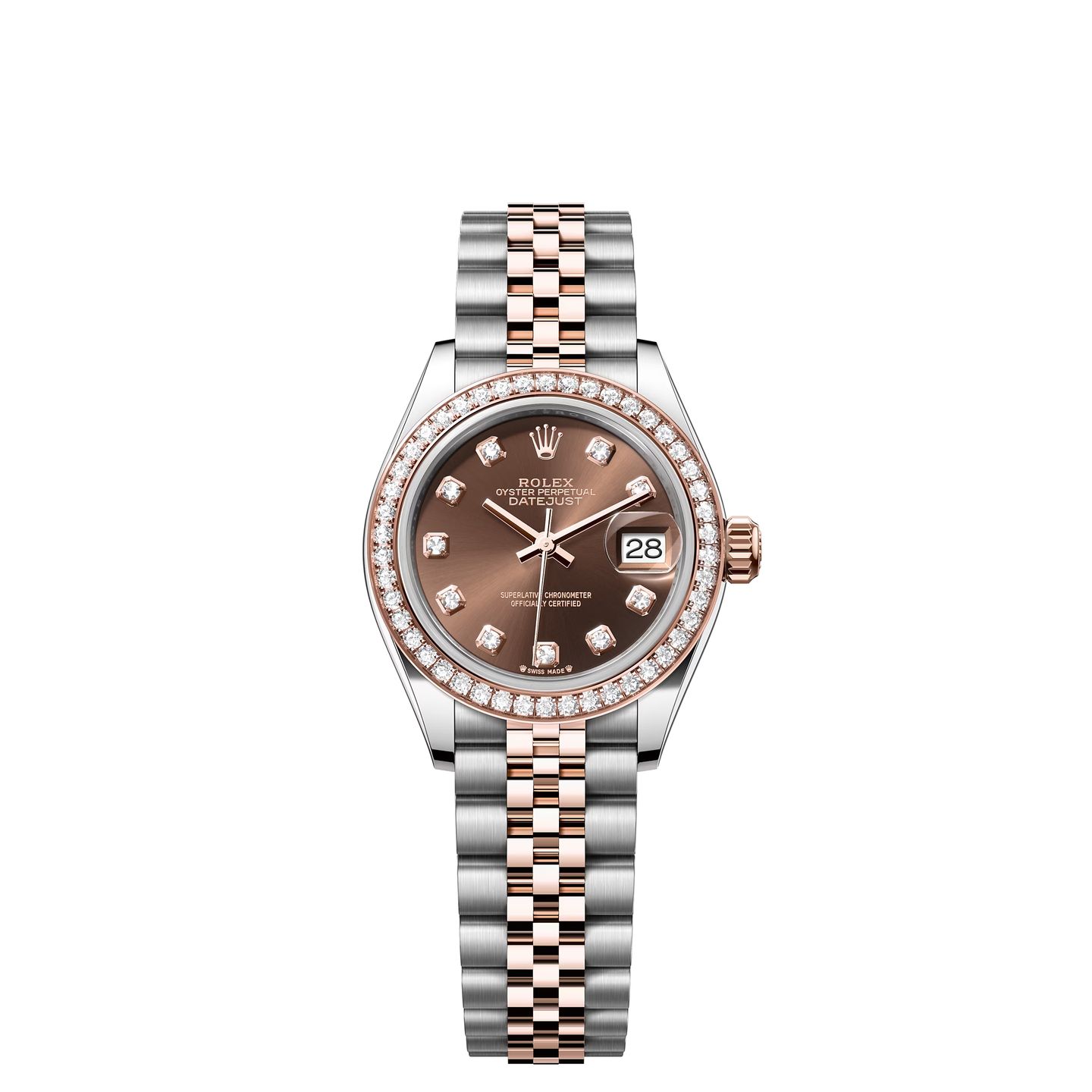 Rolex Lady-Datejust 279381RBR (2024) - Bruin wijzerplaat 28mm Staal (1/1)