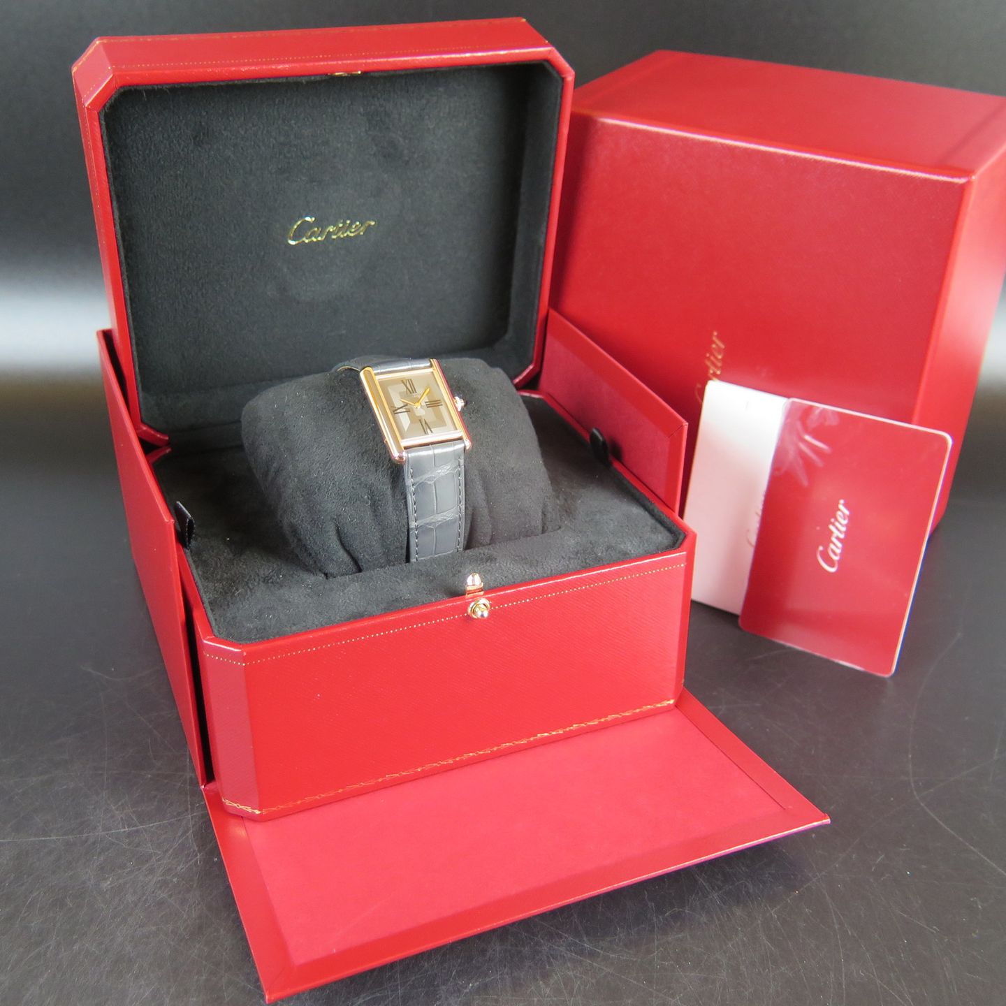 Cartier Tank Louis Cartier WGTA0092 (2022) - Grey dial 26 mm Rose Gold case (4/4)