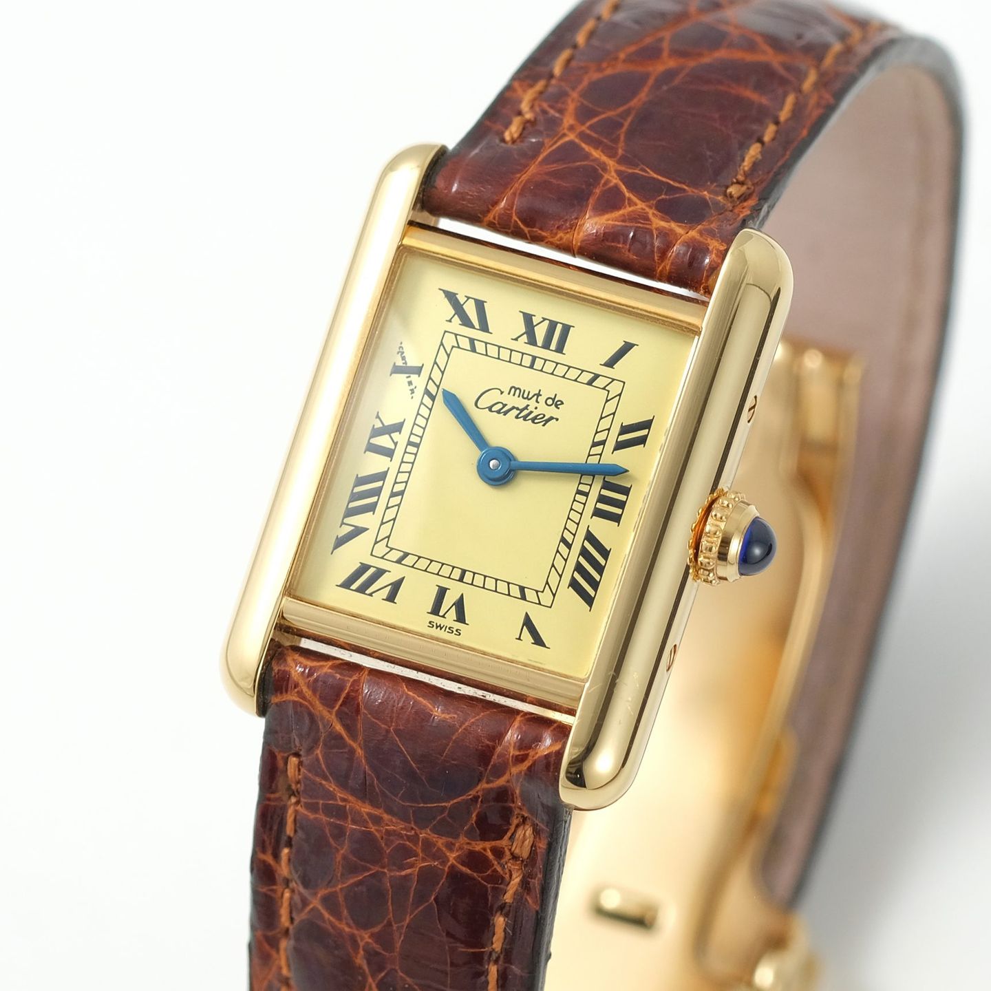 Cartier Tank 1613 (1990) - Champagne dial 28 mm Silver case (2/4)