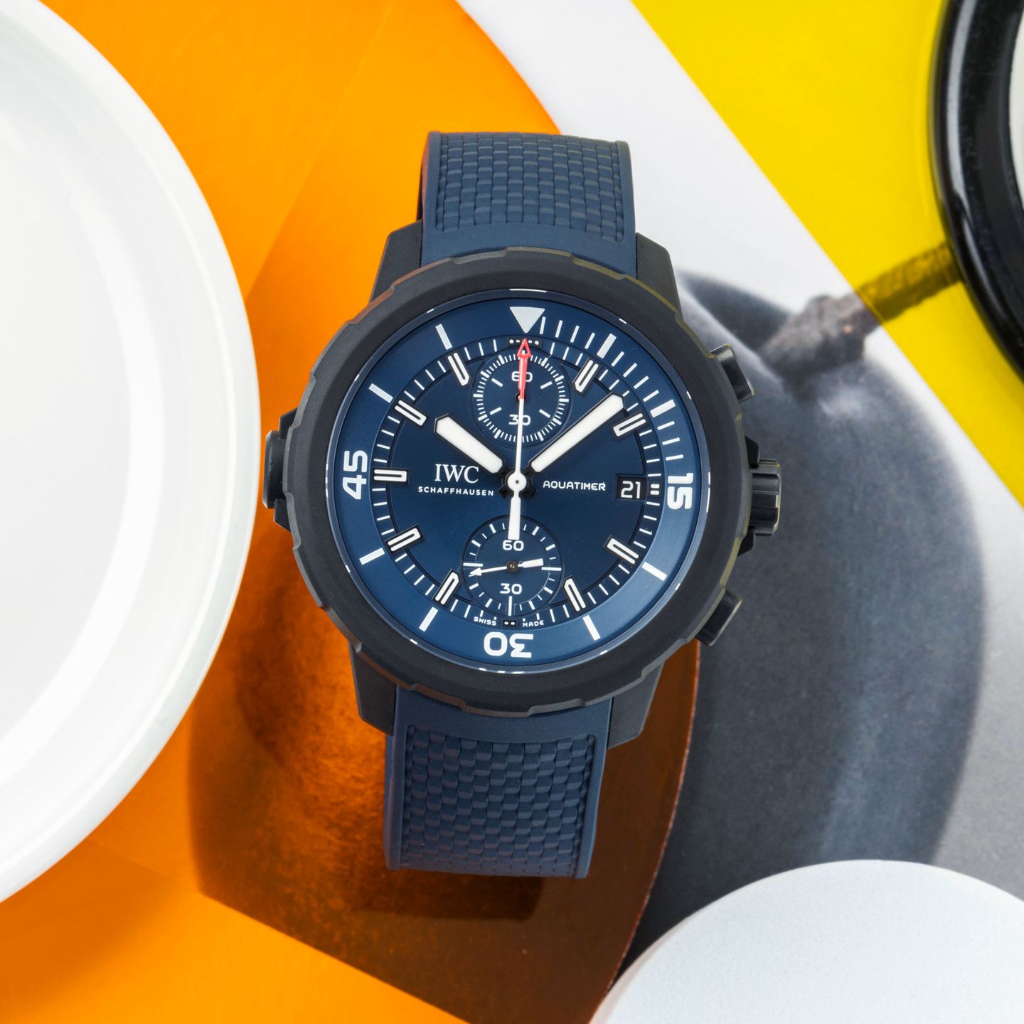 IWC Aquatimer Chronograph IW379507 (Onbekend (willekeurig serienummer)) - Blauw wijzerplaat 45mm Staal (1/8)