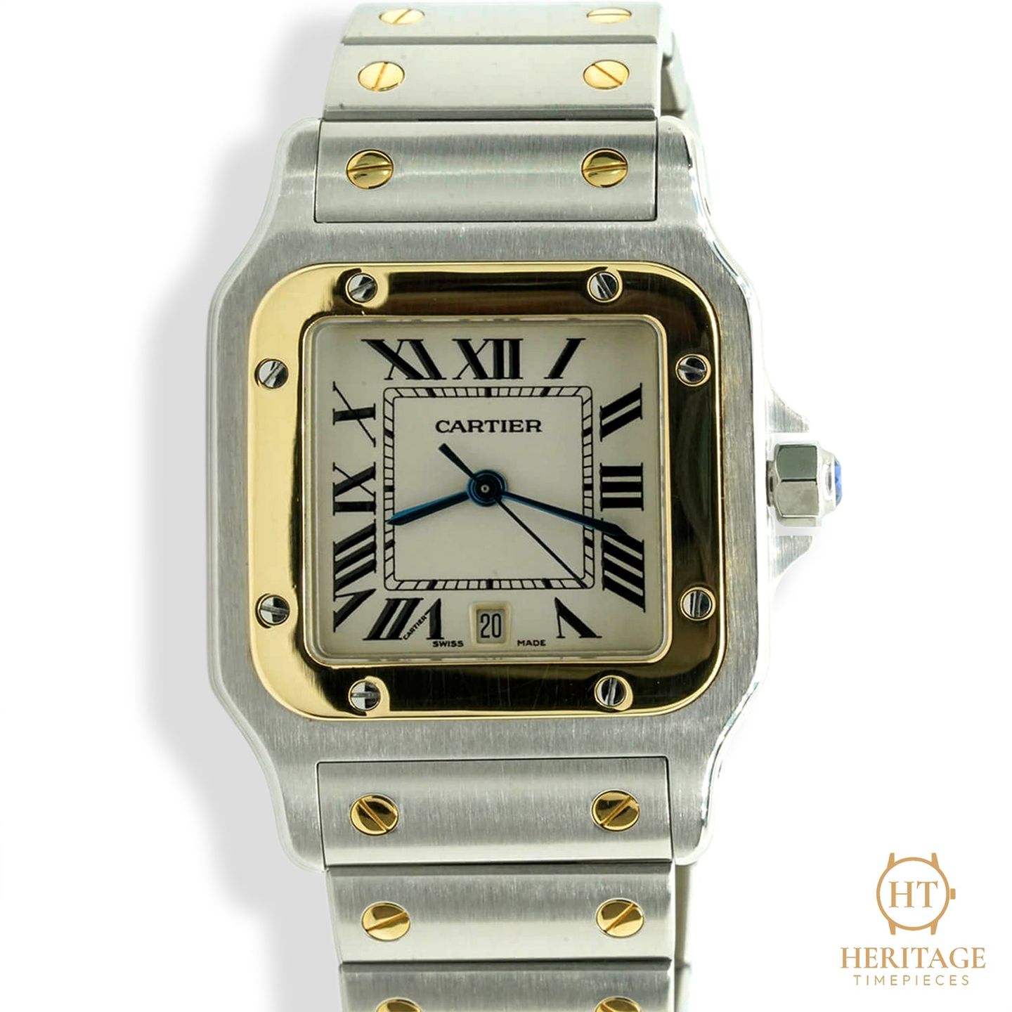 Cartier Santos Galbée W20011C4 (2000) - Silver dial 29 mm Gold/Steel case (2/8)