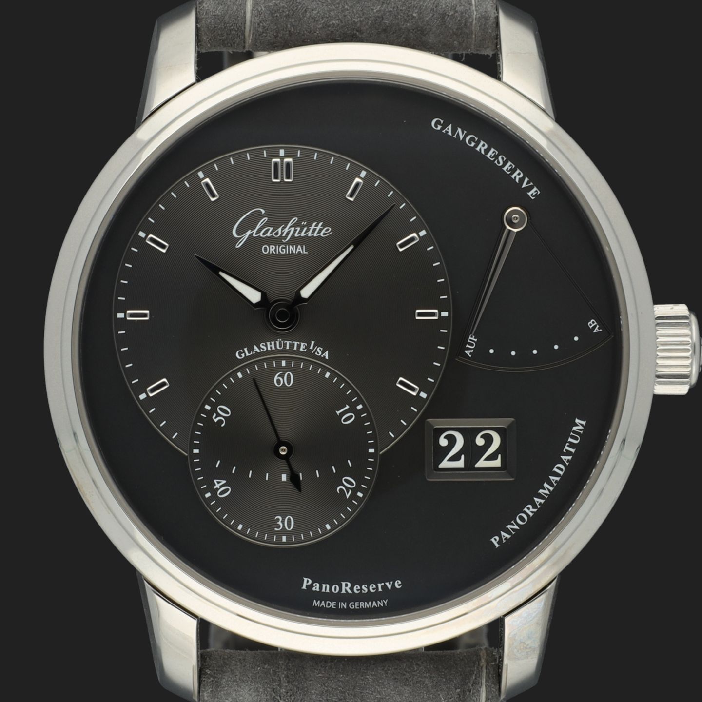 Glashütte Original PanoReserve 1-65-01-23-12-62 (2024) - Grijs wijzerplaat 40mm Staal (2/8)