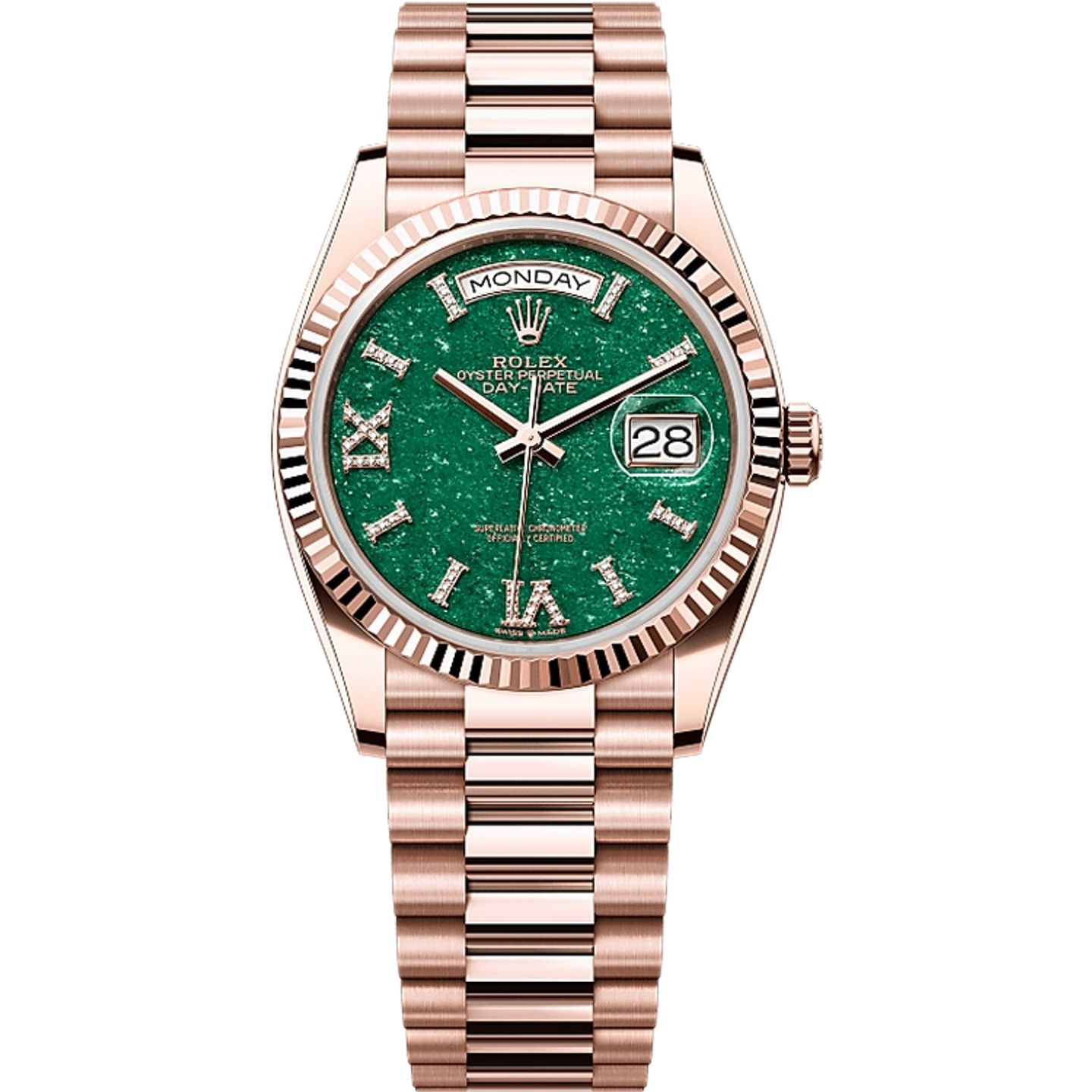 Rolex Day-Date 36 128235 (2025) - Groen wijzerplaat 36mm Roségoud (1/1)