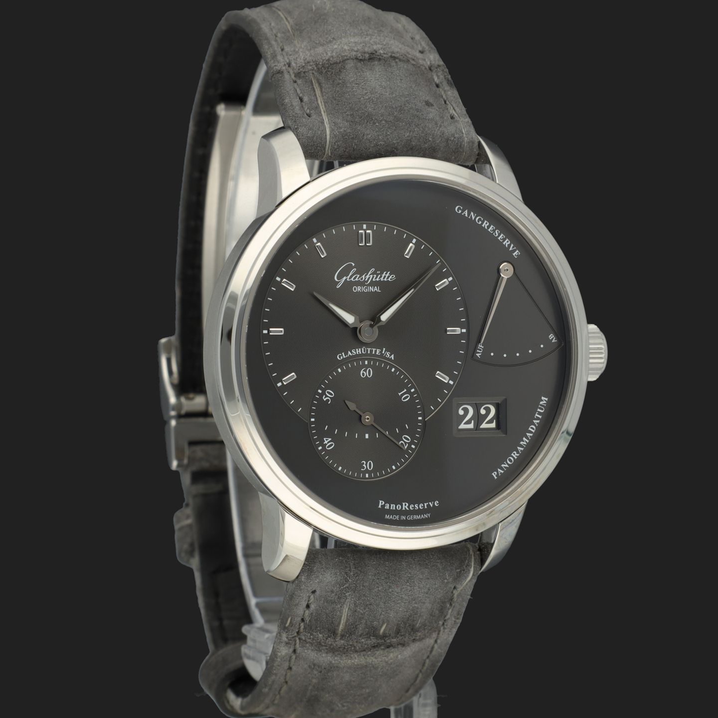 Glashütte Original PanoReserve 1-65-01-23-12-62 (2024) - Grijs wijzerplaat 40mm Staal (4/8)