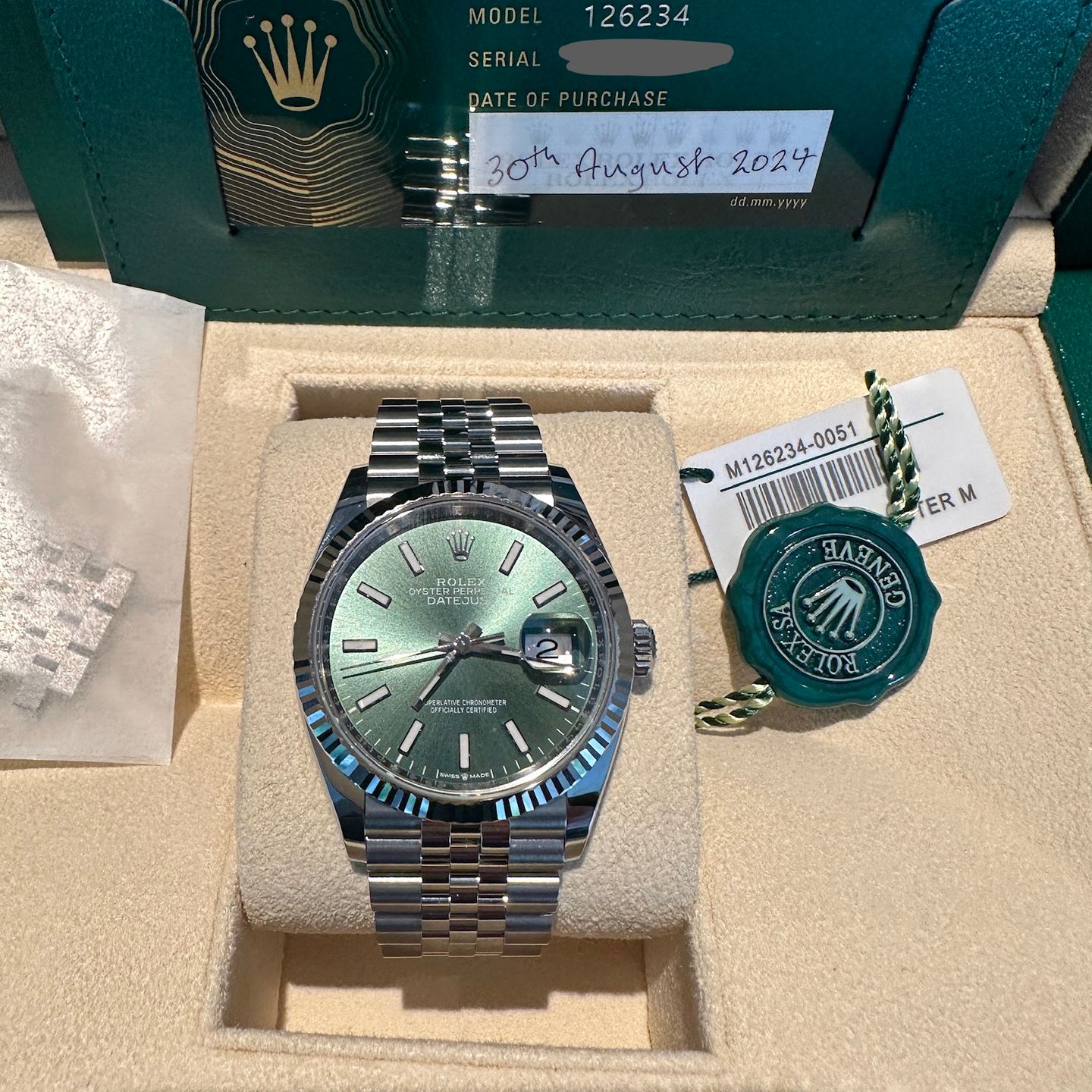 Rolex Datejust 36 126234 (2024) - Green dial 36 mm Steel case (7/7)