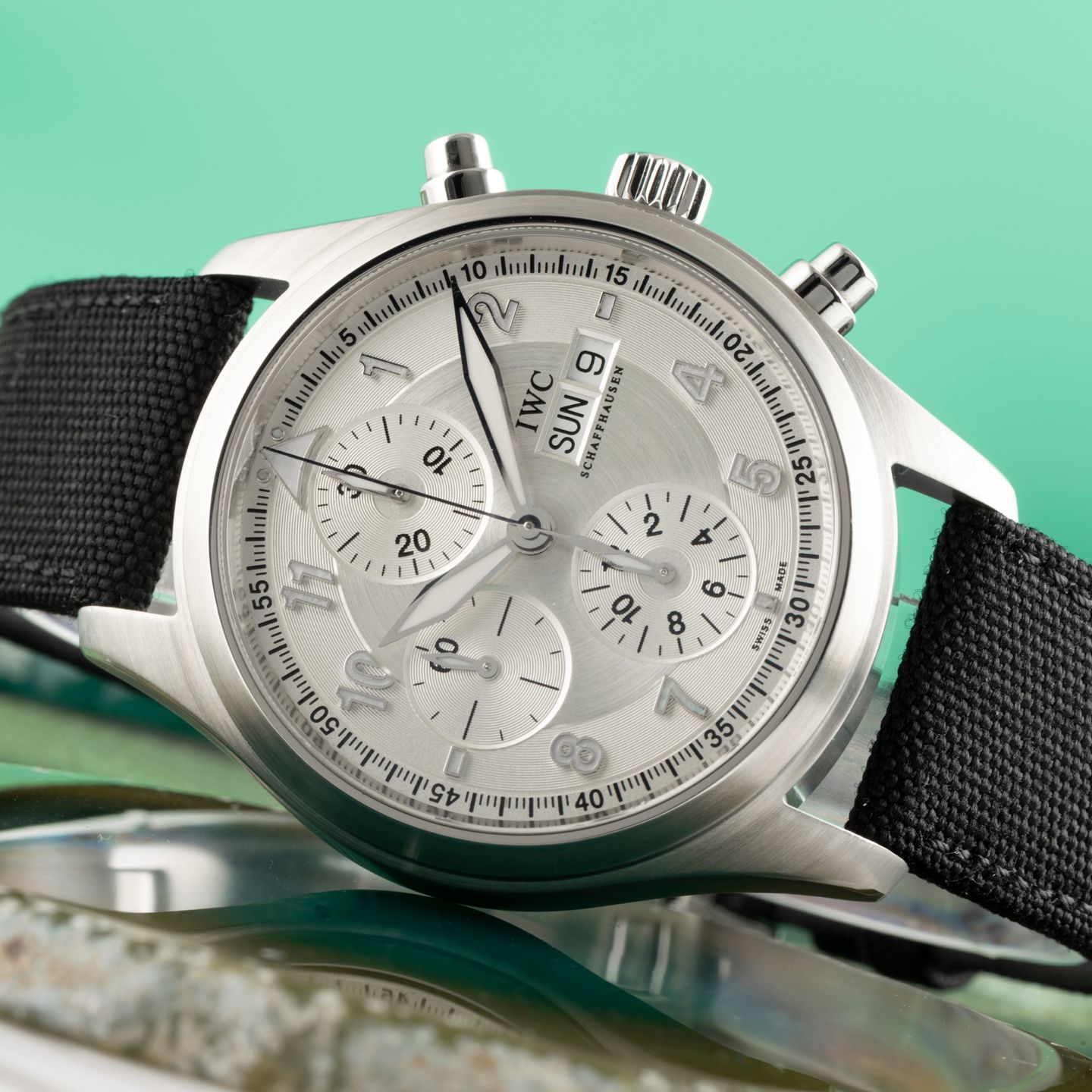 IWC Pilot Spitfire Chronograph IW371702 (2010) - Zilver wijzerplaat 42mm Staal (2/8)