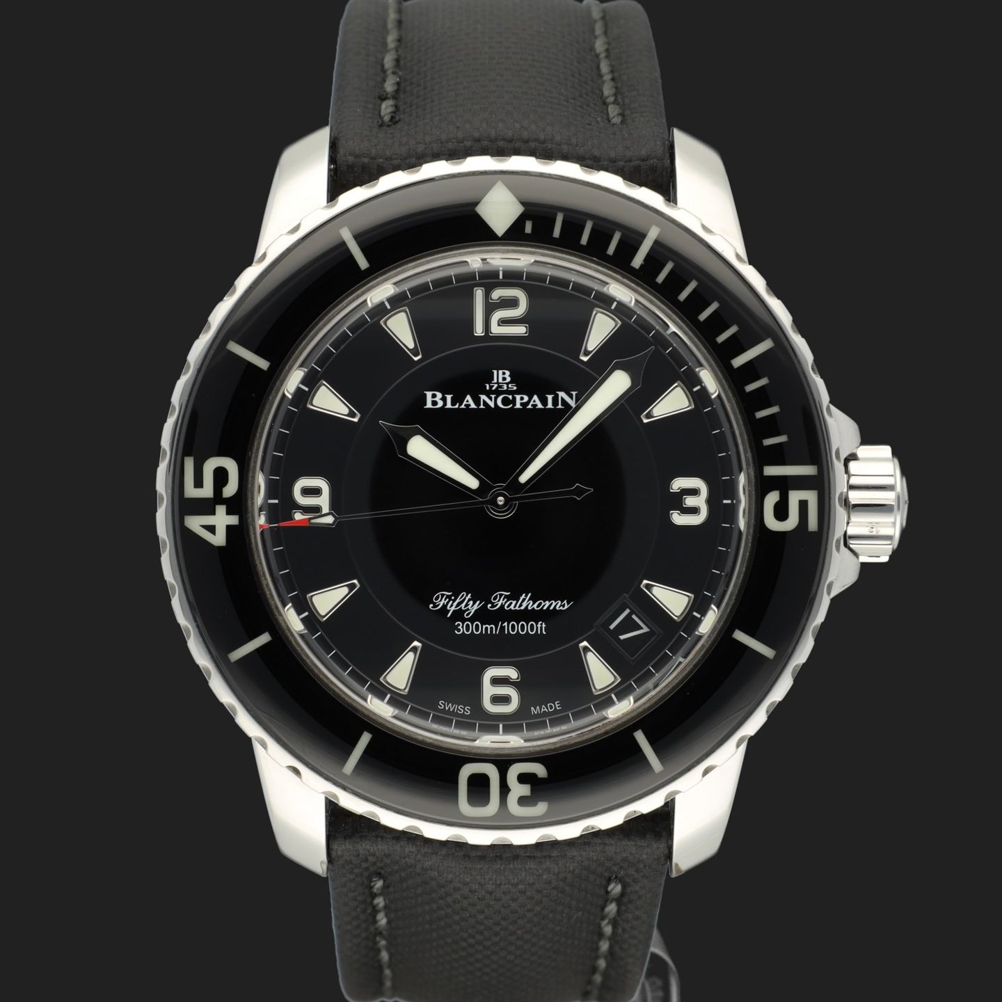 Blancpain Fifty Fathoms 5015-1130-52A (2019) - Zwart wijzerplaat 45mm Staal (3/8)