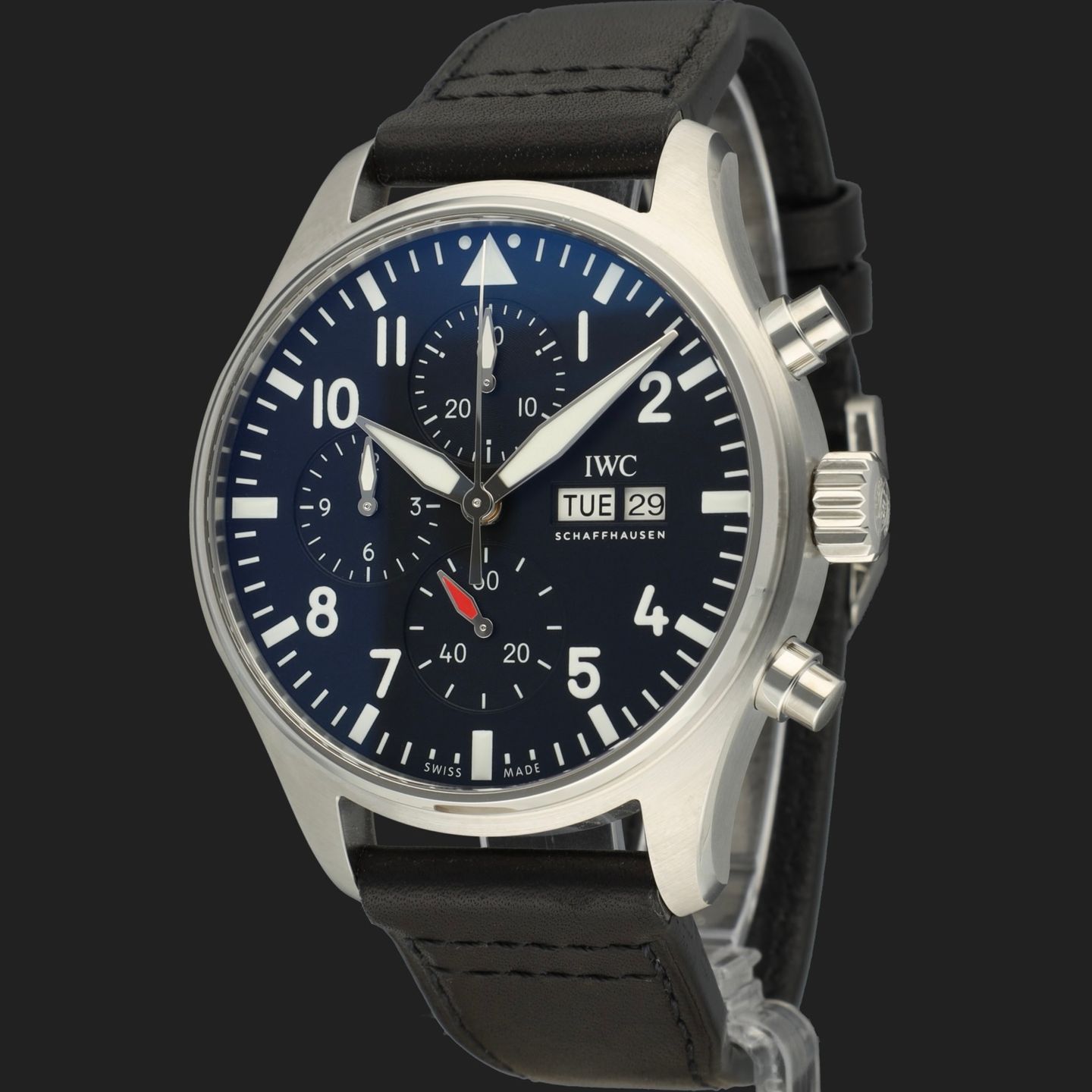 IWC Pilot Chronograph IW378001 (2022) - Zwart wijzerplaat 43mm Staal (1/8)