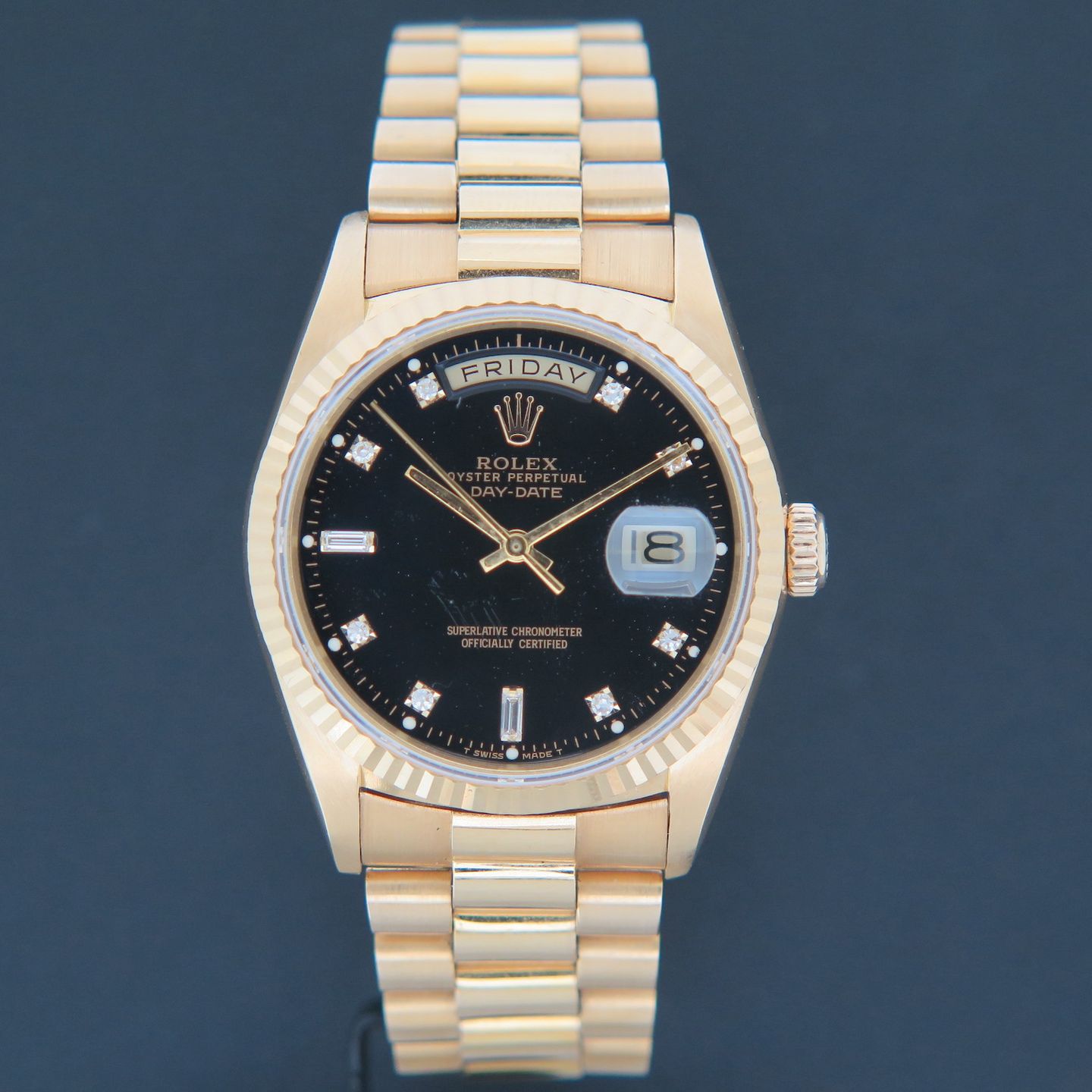 Rolex Day-Date 36 18238 (1989) - Zwart wijzerplaat 36mm Geelgoud (3/4)