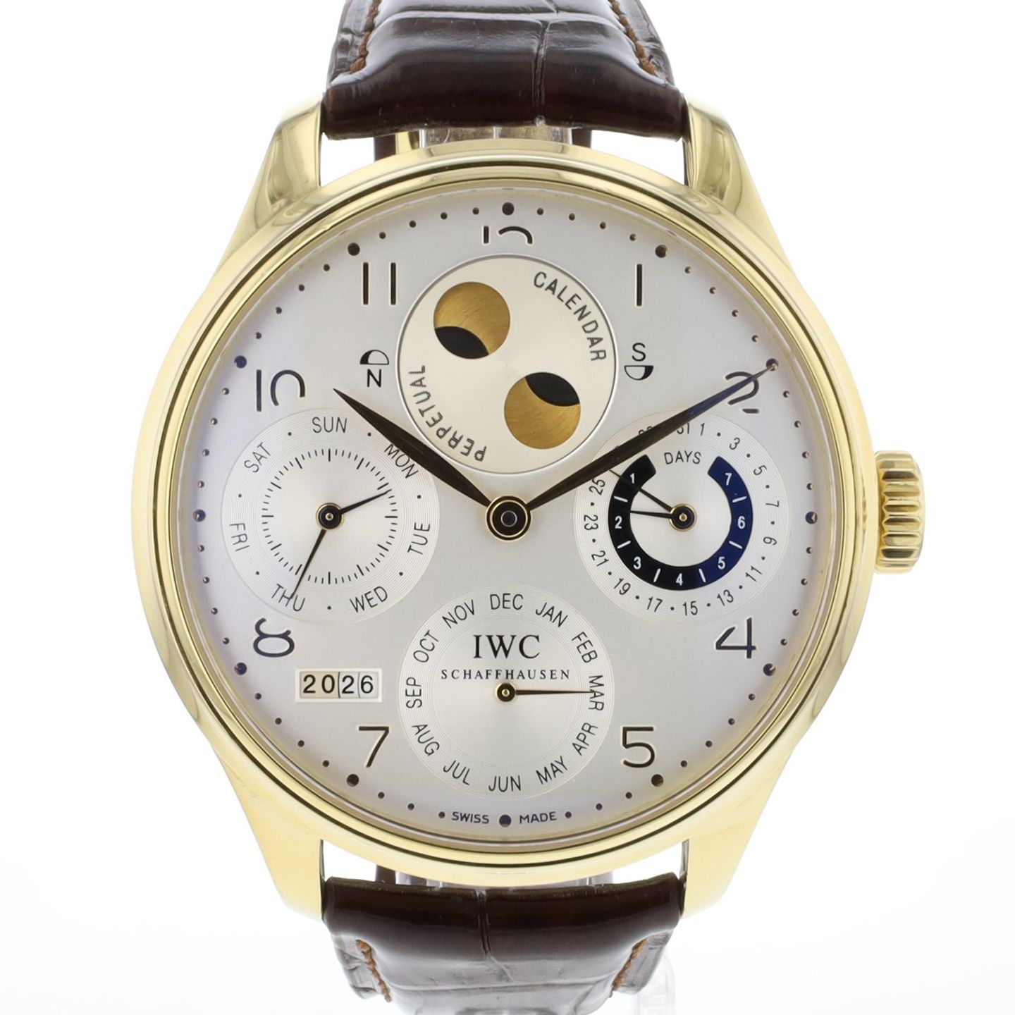 IWC Portuguese Perpetual Calendar IW502106 (2005) - Zilver wijzerplaat 44mm Geelgoud (1/3)