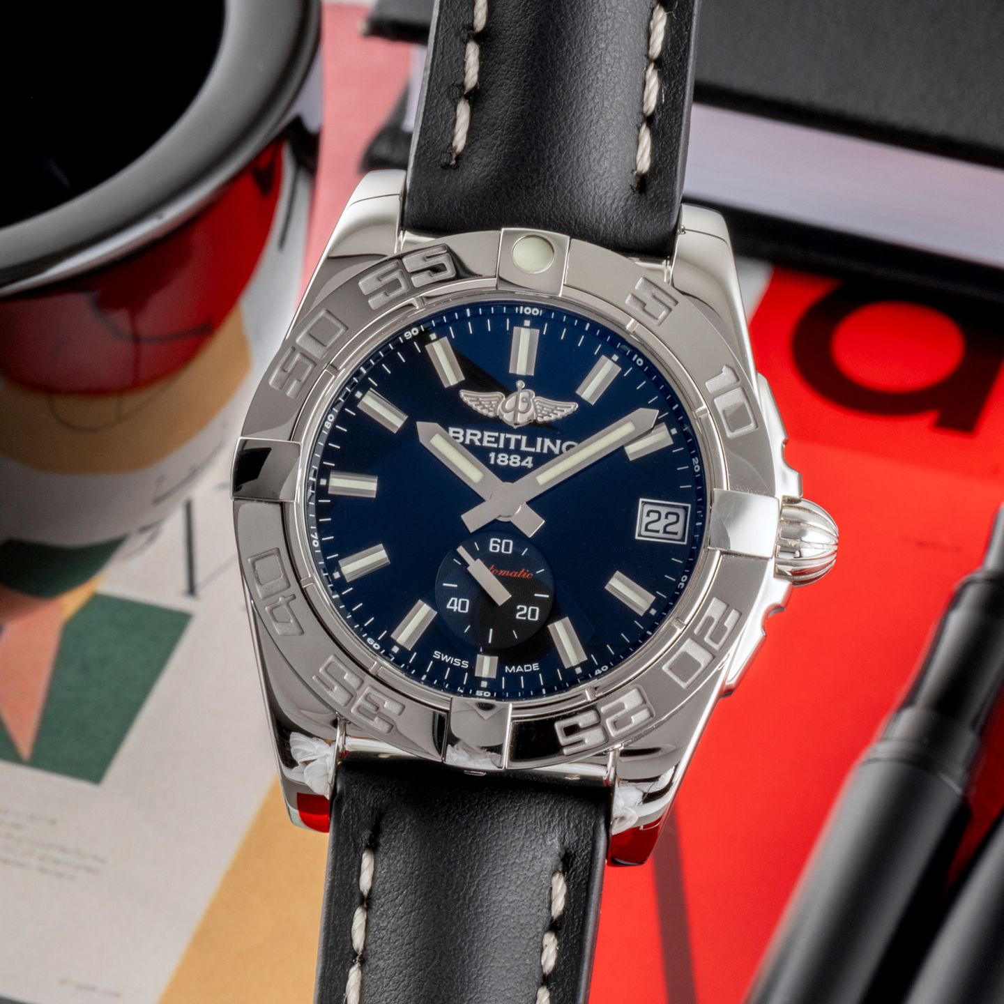 Breitling Galactic A41315A71C1X1 (Onbekend (willekeurig serienummer)) - Blauw wijzerplaat 41mm Staal (3/8)