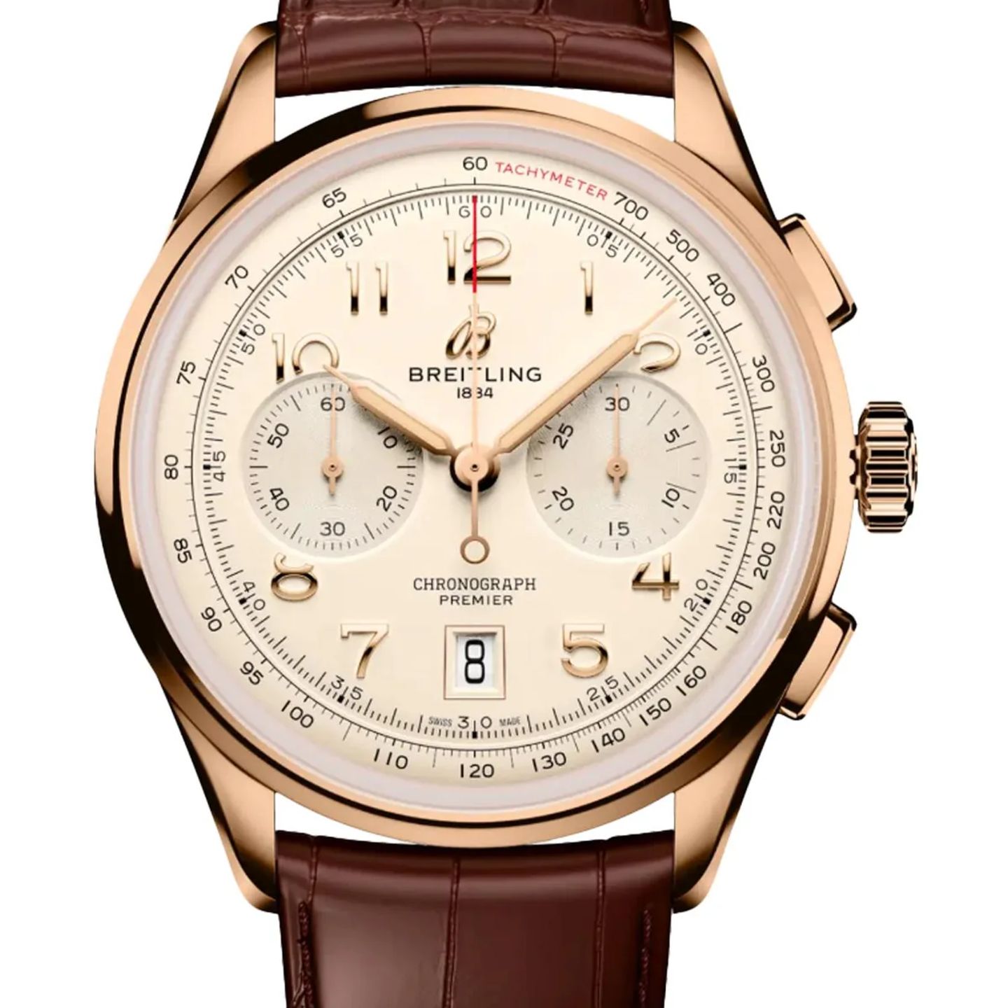 Breitling Premier RB0145371G1P2 (2026) - Yellow dial 42 mm Rose Gold case (1/1)