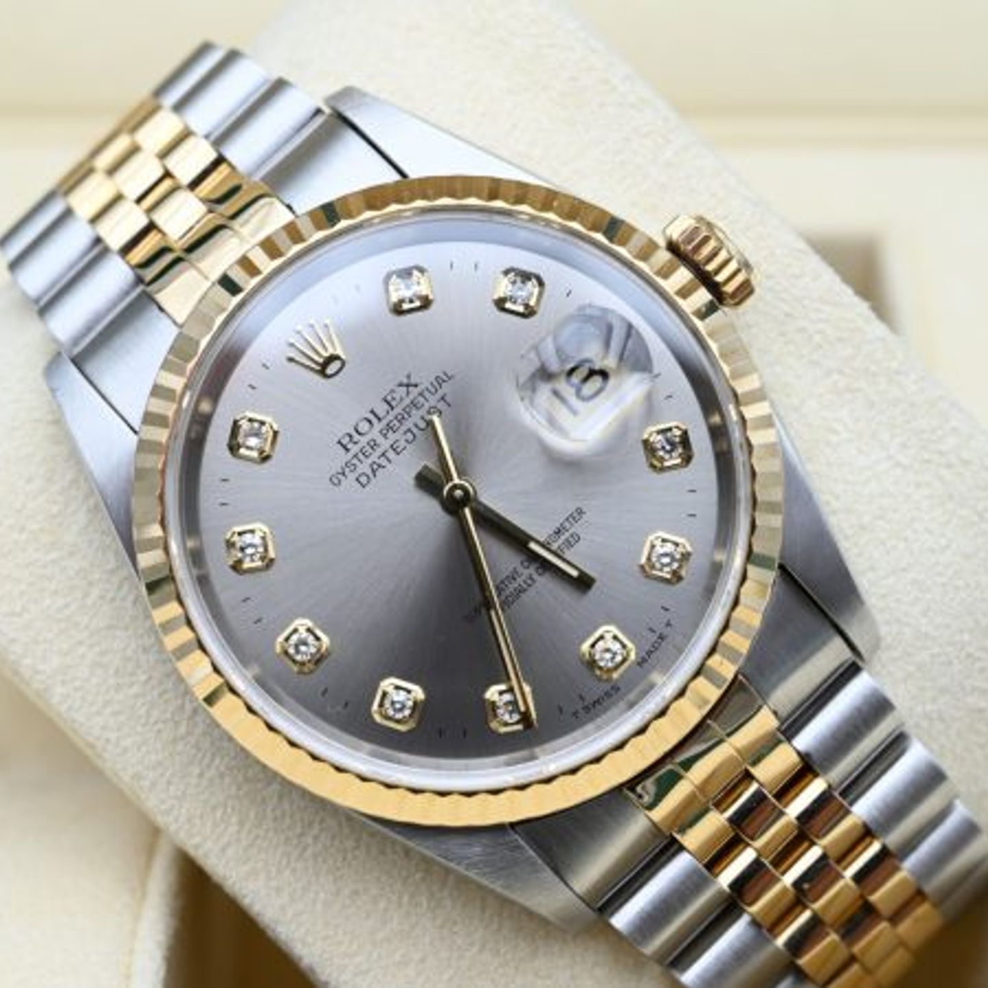 Rolex Datejust 36 16233 (1996) - Grey dial 36 mm Gold/Steel case (1/8)