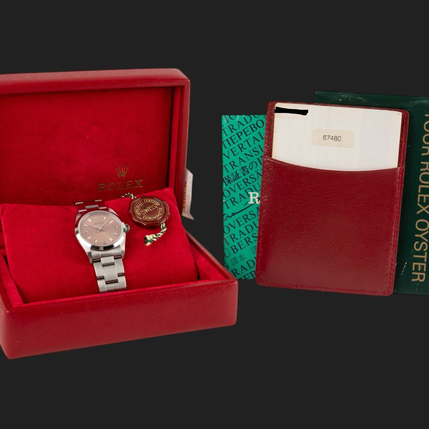 Rolex Oyster Perpetual 31 67480 (1998) - Pink dial 31 mm Steel case (8/8)