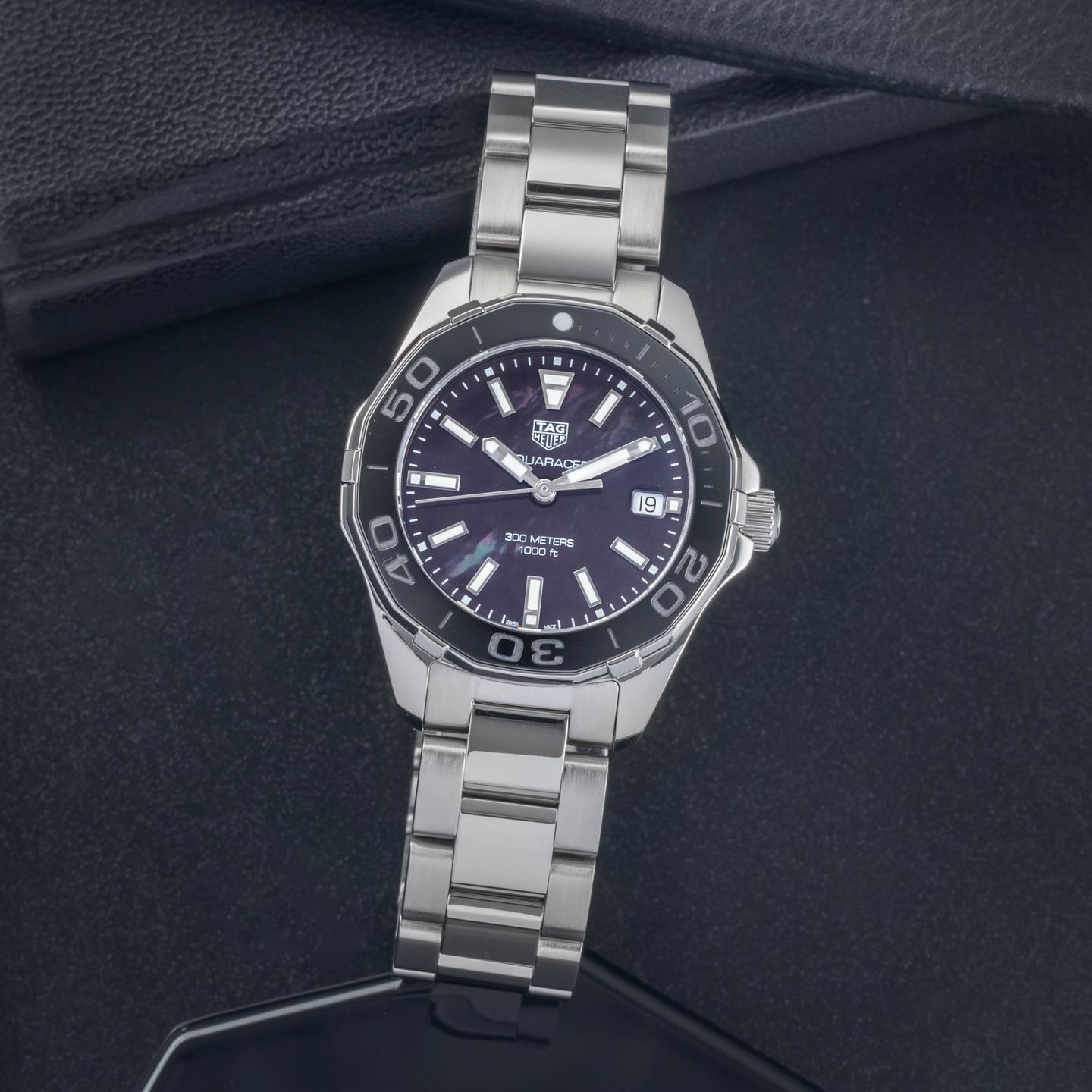 TAG Heuer Aquaracer Lady WAY131K.BA0748 (Unknown (random serial)) - Black dial 35 mm Steel case (1/8)