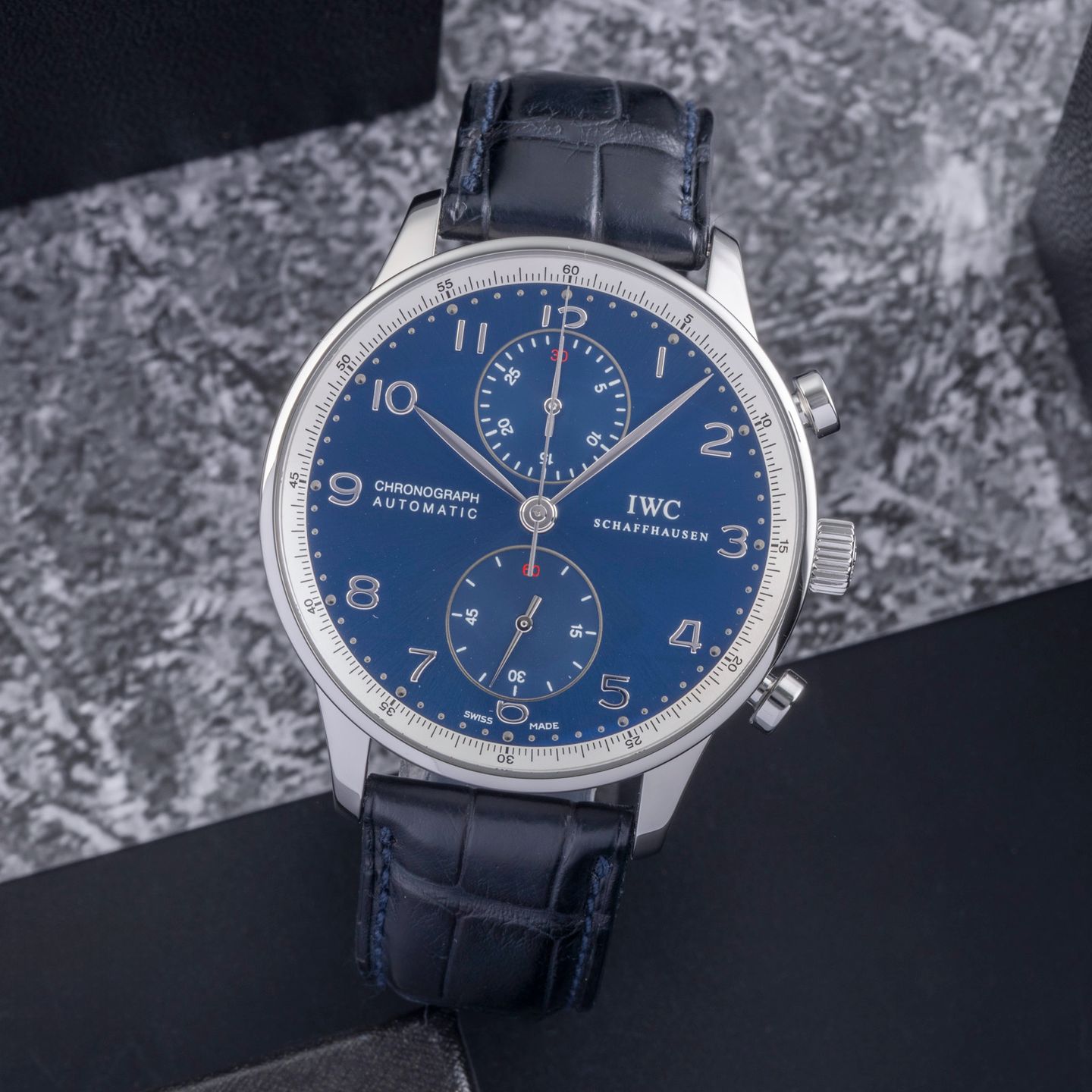 IWC Portuguese Chronograph IW371432 (Unknown (random serial)) - Blue dial 41 mm Steel case (1/8)
