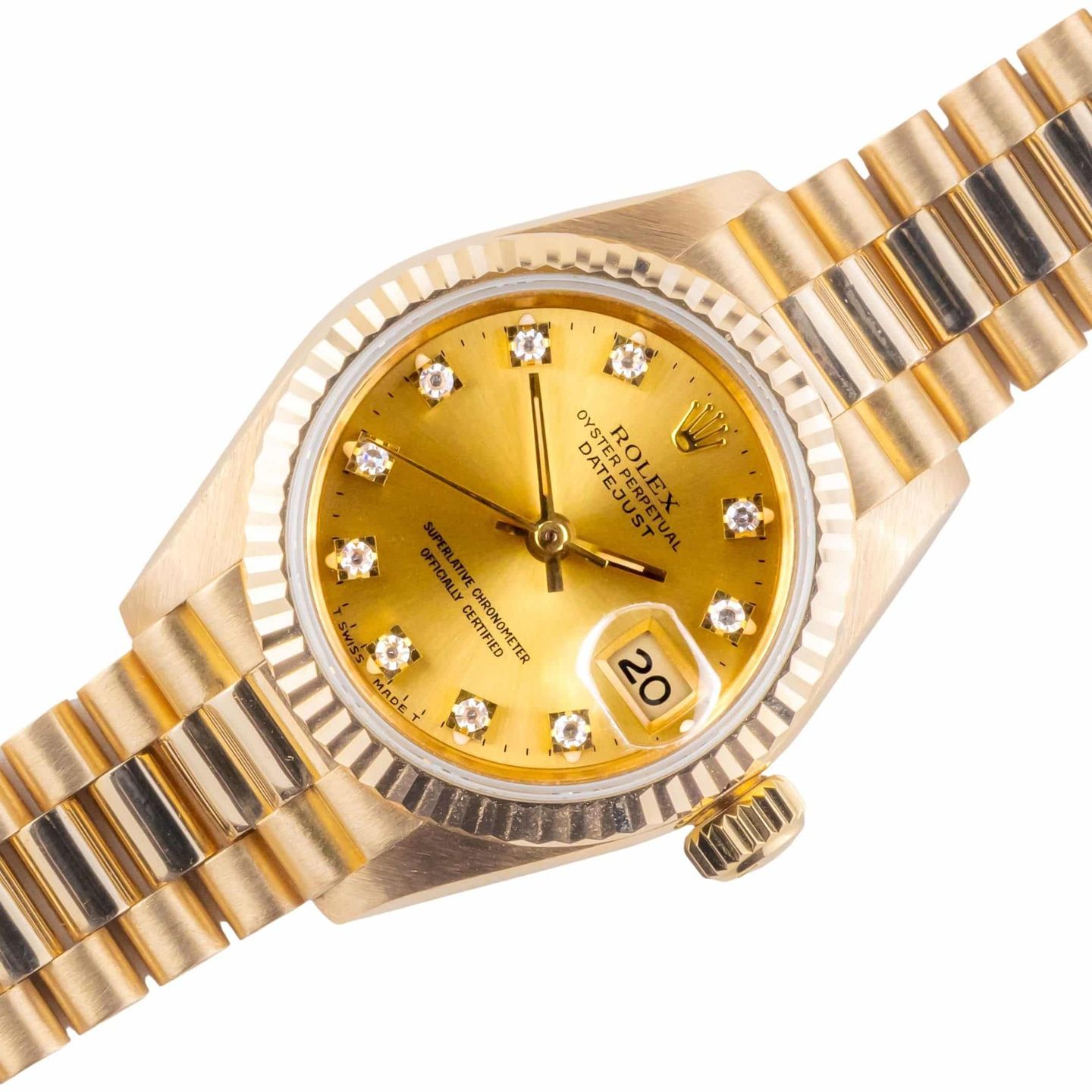 Rolex Lady-Datejust 69178 (1988) - Champagne dial 26 mm Yellow Gold case (1/8)