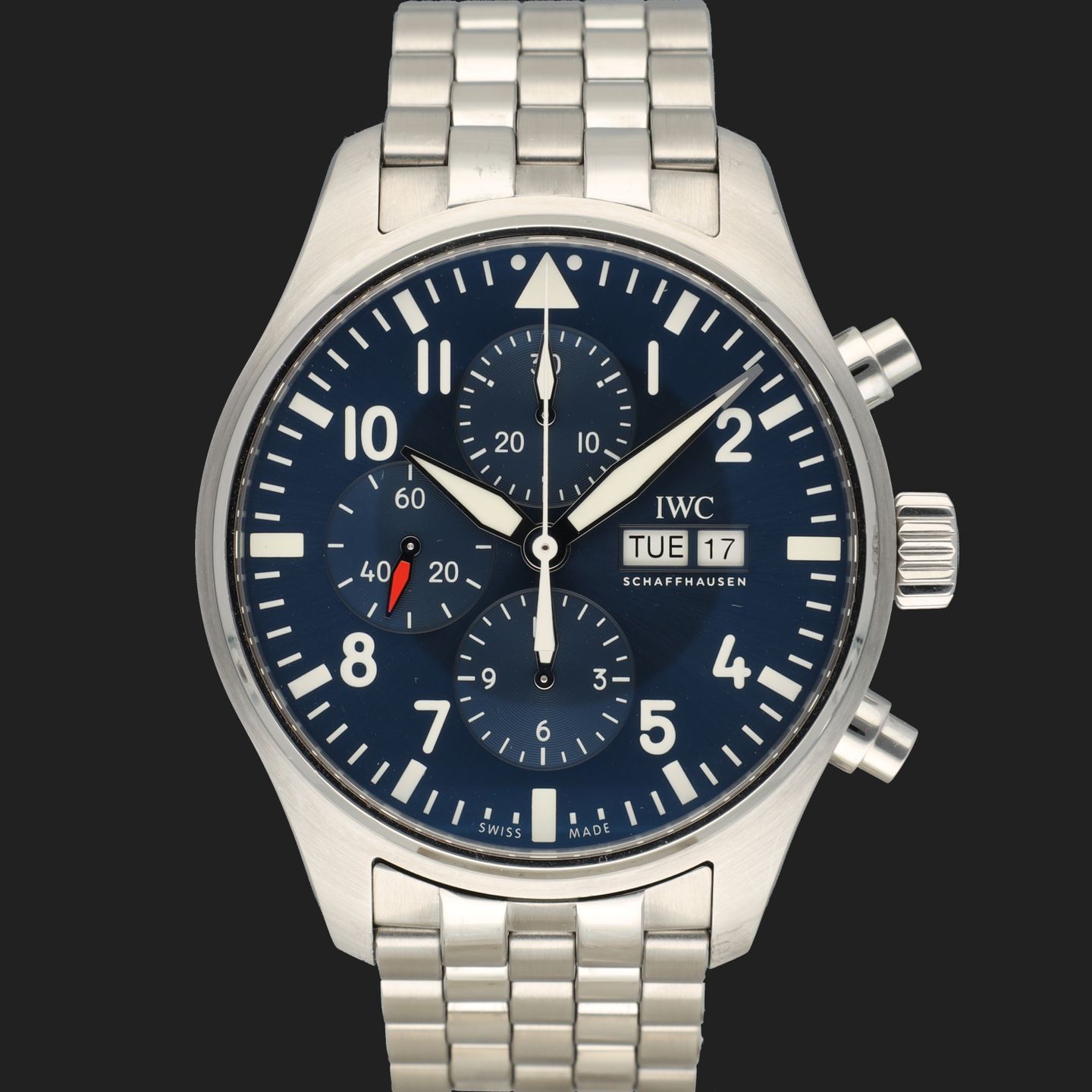 IWC Pilot Chronograph IW377717 (2020) - Blue dial 43 mm Steel case (3/8)