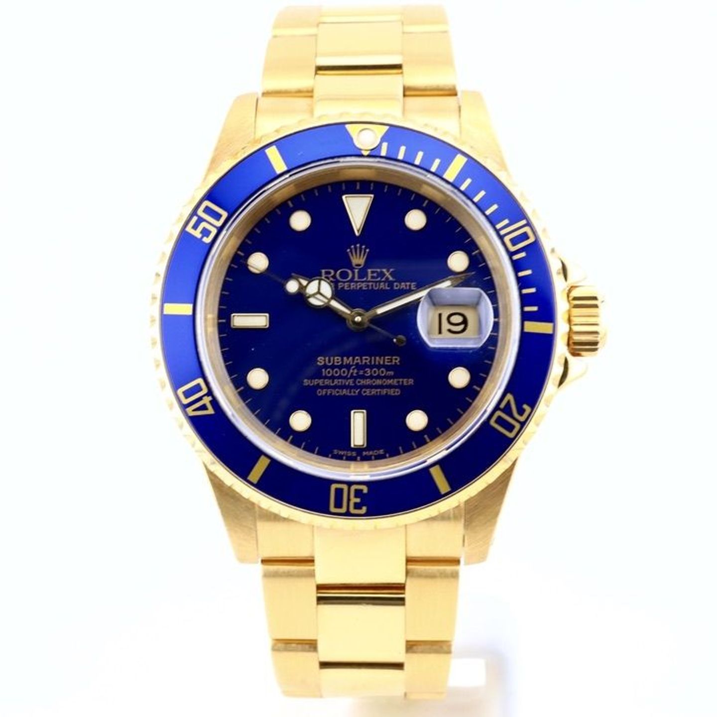 Rolex Submariner Date 16618 (1991) - Blue dial 40 mm Yellow Gold case (1/1)