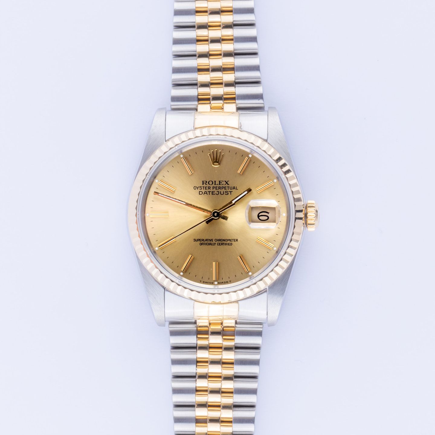 Rolex Datejust 36 16233 (1990) - Champagne dial 36 mm Gold/Steel case (3/8)