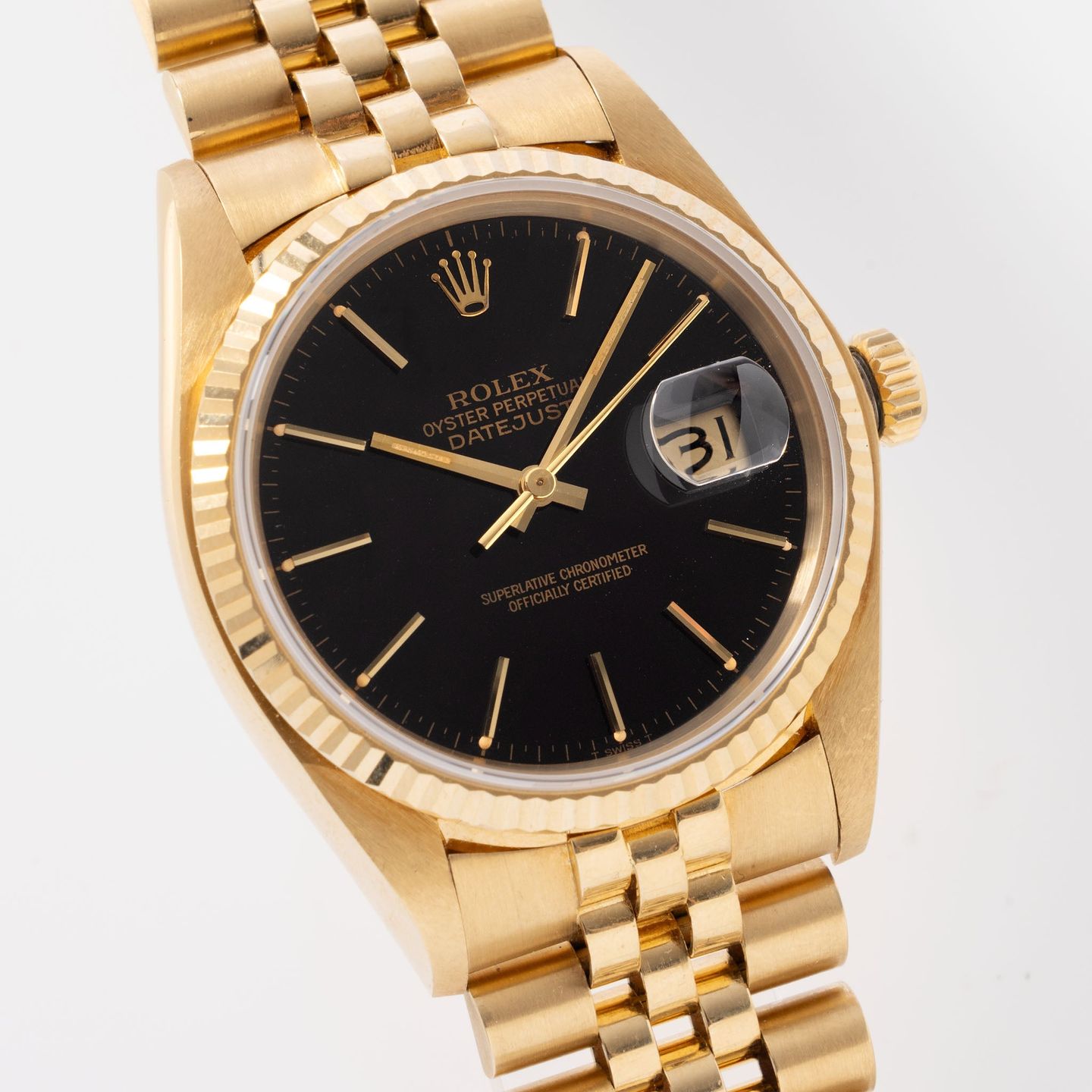 Rolex Datejust 36 16018 (1981) - Black dial 36 mm Yellow Gold case (4/8)